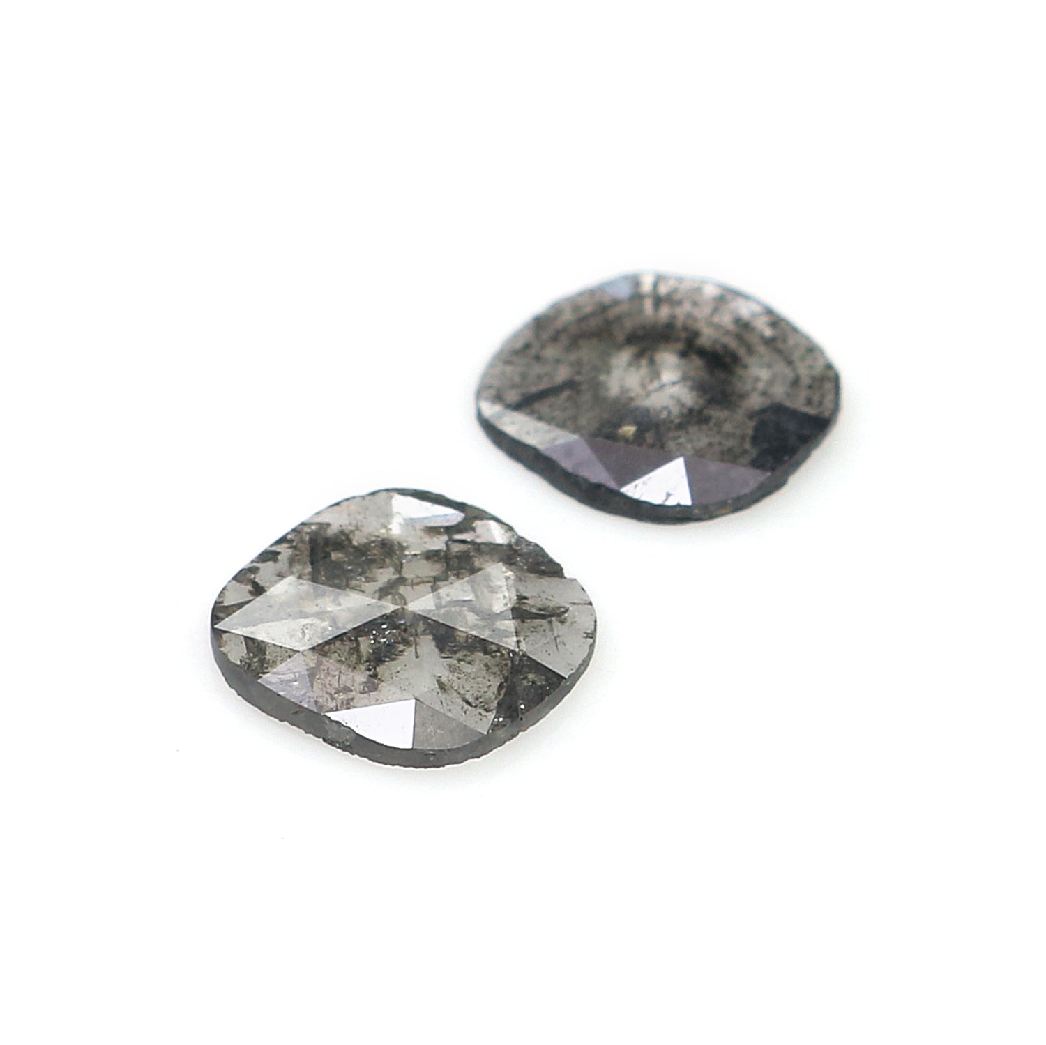 0.82 CT Natural Loose Slice Shape Diamond Salt And Pepper Slice Uncut Diamond 6.50 MM Natural Black Grey Diamond Irregular Cut Diamond L3610