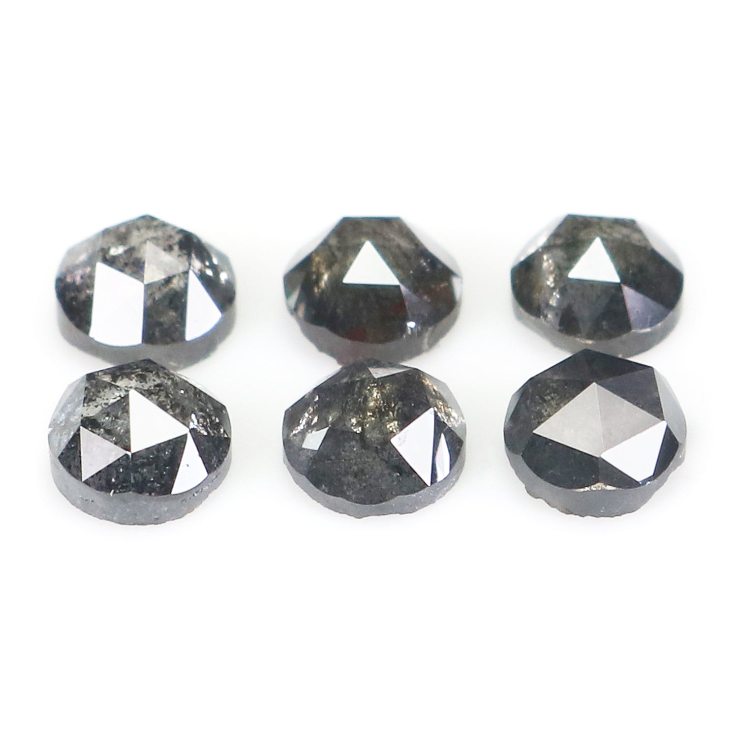 Natural Loose Rose Cut Salt And Pepper Diamond Black Grey Color 1.41 CT 3.45 MM Rose Cut Shape Diamond KR2547