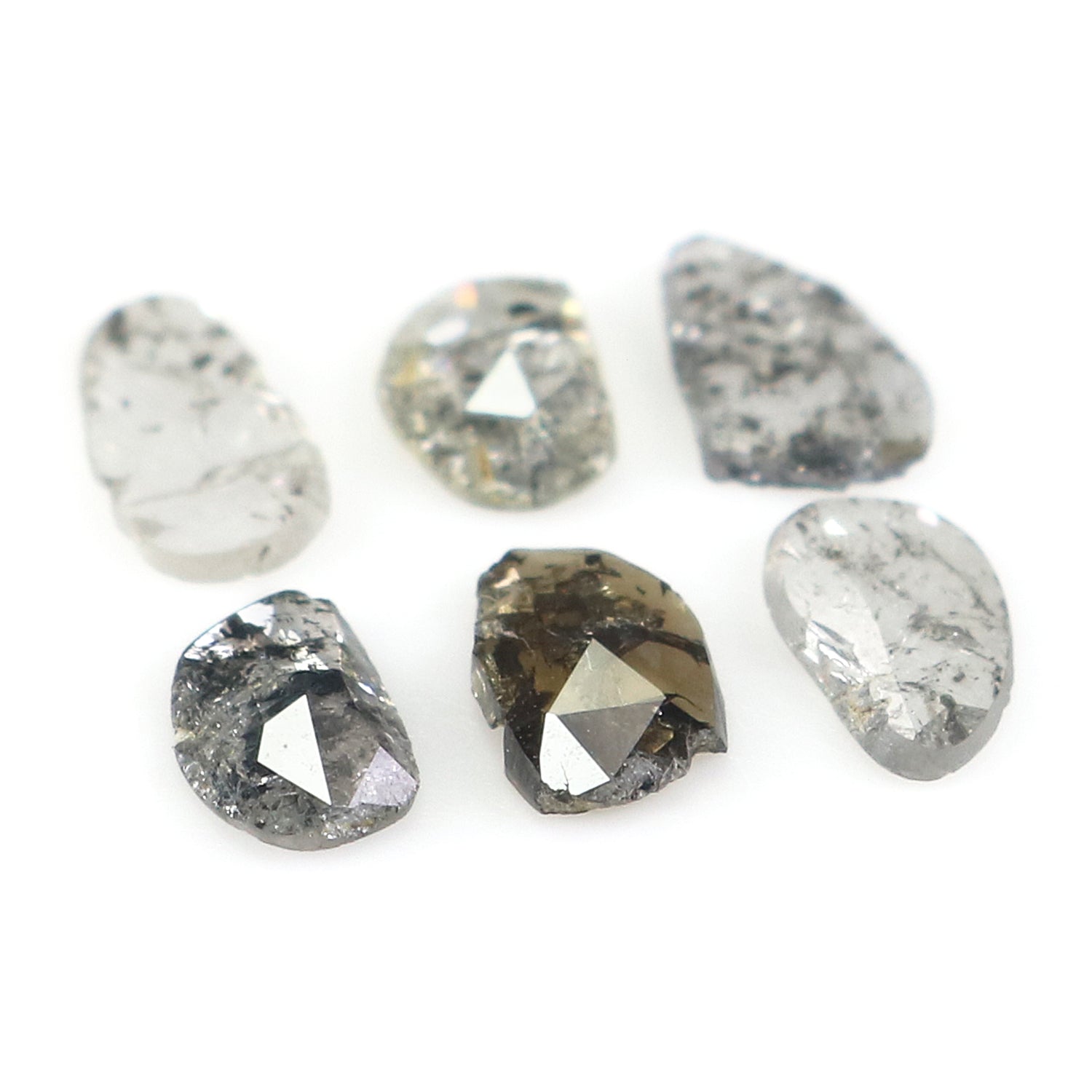 1.09 Ct Natural Loose Slice Shape Diamond Slice Salt And Pepper Diamond 5.25 MM Slice Natural Loose Diamond Slice Black Grey Diamond LQ2503