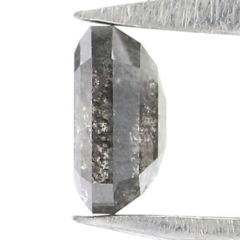 0.37 CT Natural Loose Emerald Shape Diamond Salt And Pepper Emerald Diamond 4.55 MM Natural Black Grey Color Emerald Rose Cut Diamond NQ2124