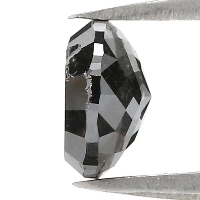 1.78 CT Natural Loose Round Rose Cut Diamond Salt And Pepper Round Shape Diamond 7.20 MM Natural Black Grey Color Rose Cut Diamond QN9666