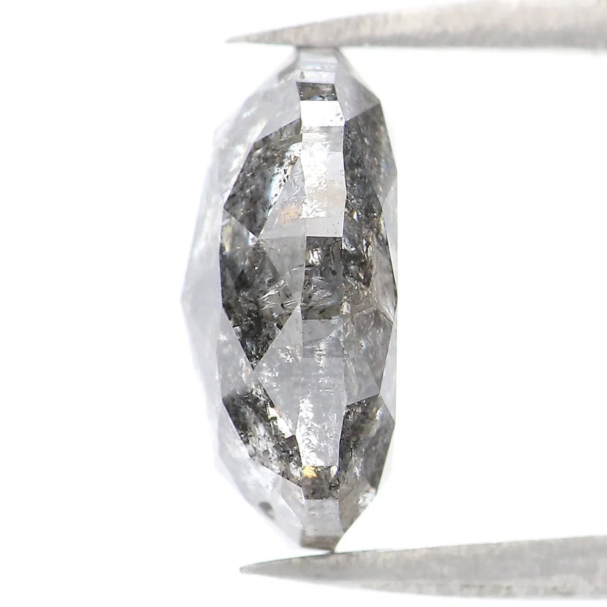 Natural Loose Oval Salt And Pepper Diamond Black Grey Color 4.79 CT 11.25 MM Oval Shape Rose Cut Diamond KDL2129