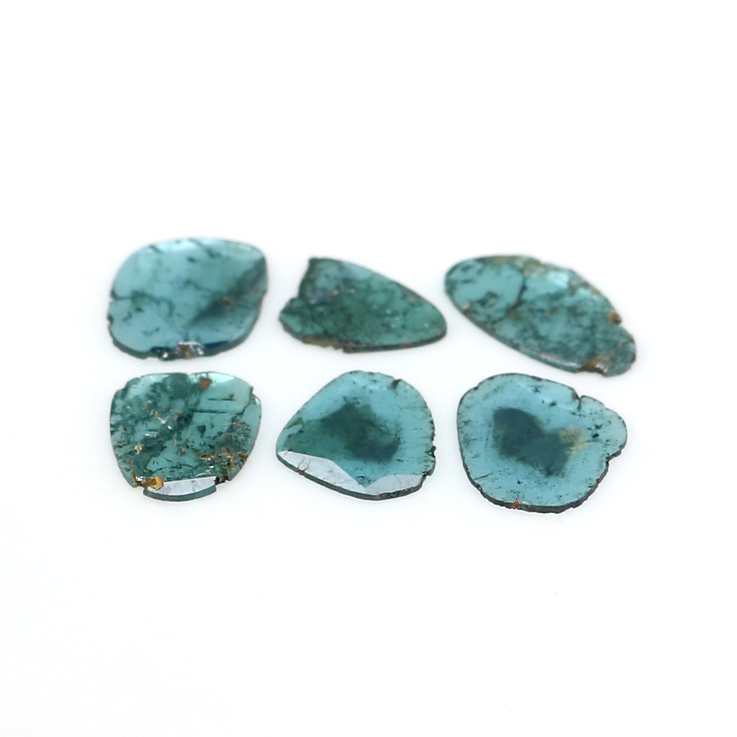 1.36 CT Natural Loose Slice Shape Diamond Blue Color Slice Cut Diamond 8.10 MM Natural Loose Blue Color Slice Irregular Cut Diamond KQ2685
