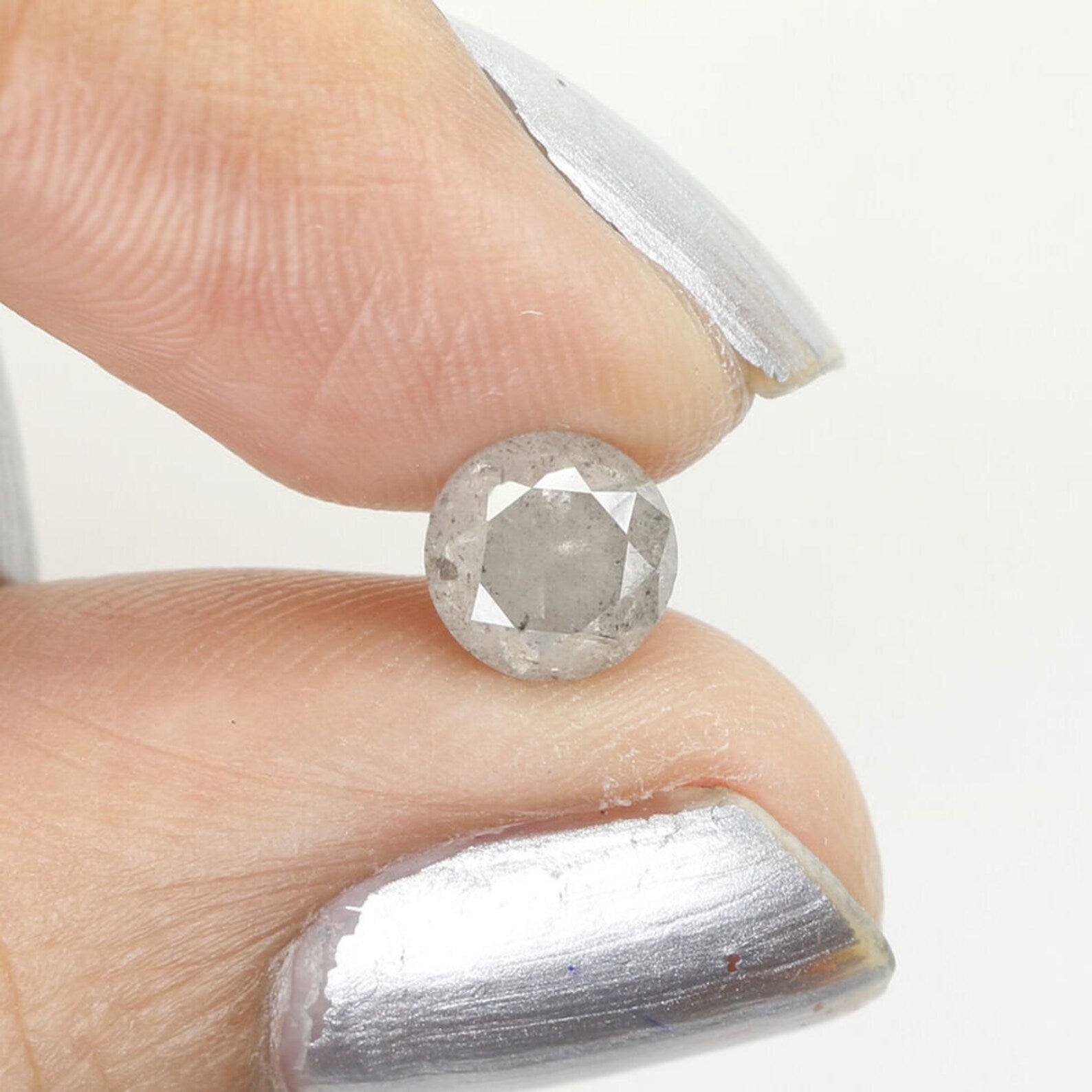 1.25 Ct Natural Loose Round Brilliant Cut Diamond Milky Grey Color Diamond 6.15 MM Natural Milky Grey Color Round Brilliant Diamond QN486