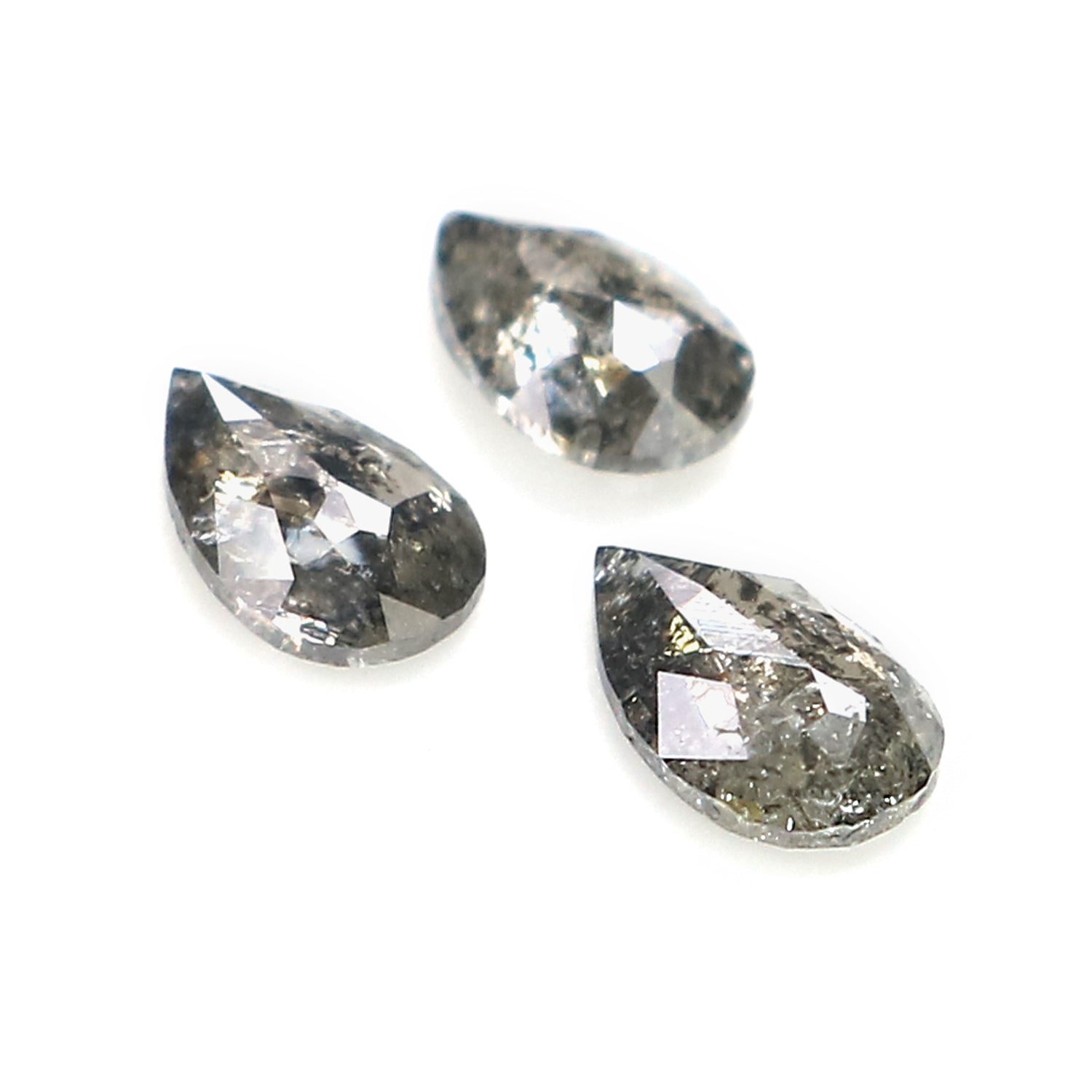 0.48 CT Natural Loose Pear Shape Diamond Salt And Pepper Pear Diamond 4.40 MM Natural Loose Black Grey Color Pear Rose Cut Diamond LQ2896