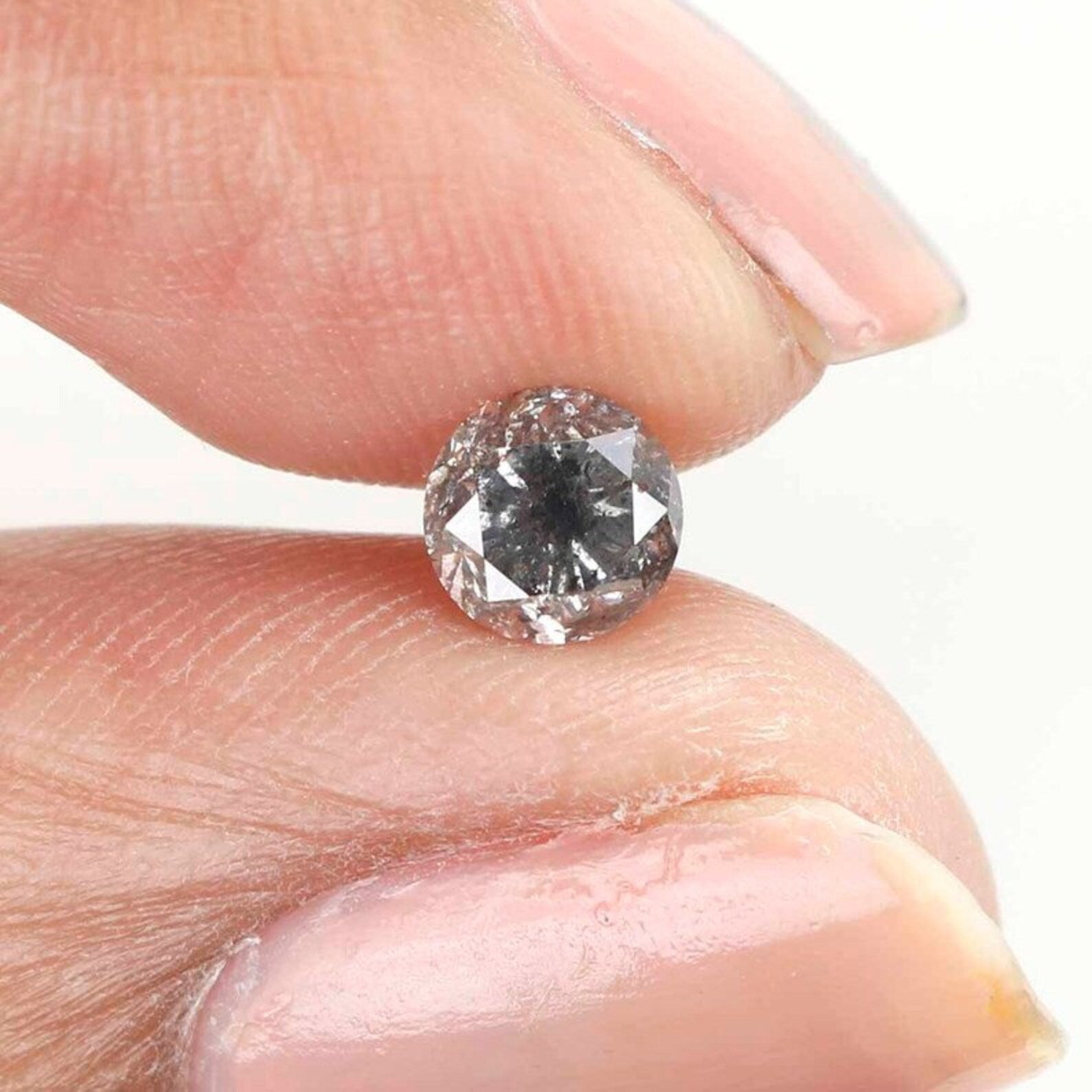 0.54 CT Natural Loose Round Shape Diamond Salt And Pepper Round Diamond 4.80 MM Natural Black Grey Color Round Brilliant Cut Diamond NQ800