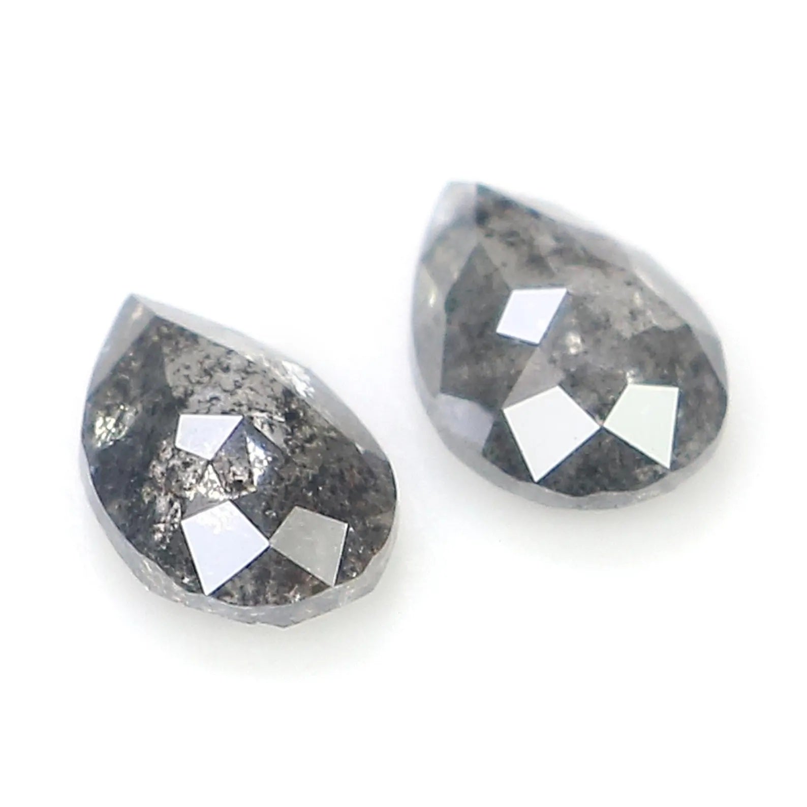 0.52 CT Natural Loose Pear Cut Pair Diamond Salt And Pepper Pear Shape Diamond 5.00 MM Natural Black Grey Color Pear Rose Cut Diamond NQ2294