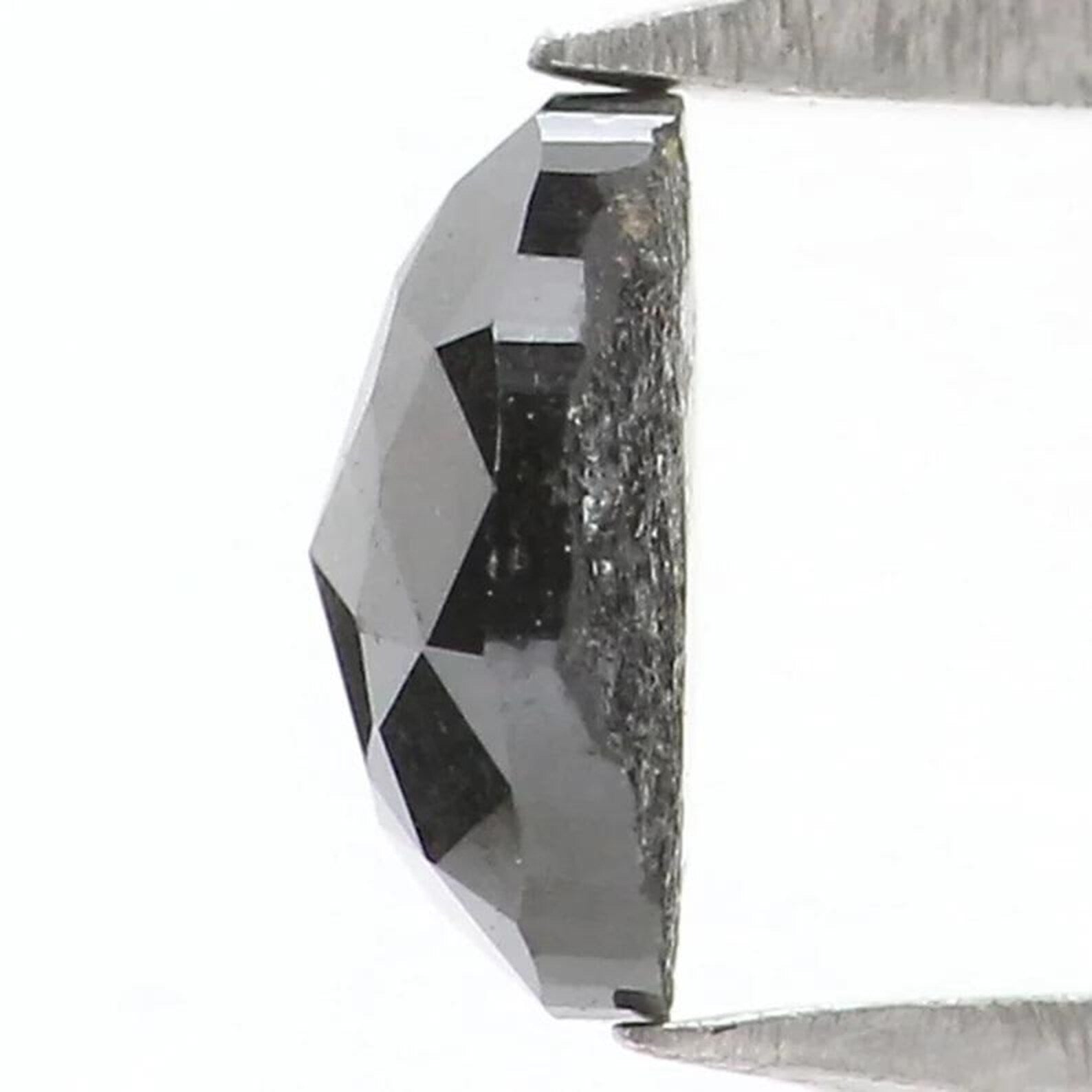 0.39 CT Natural Loose Oval Shape Diamond Salt And Pepper Oval Diamond 5.20 MM Natural Loose Black Grey Color Oval Rose Cut Diamond NQ2105