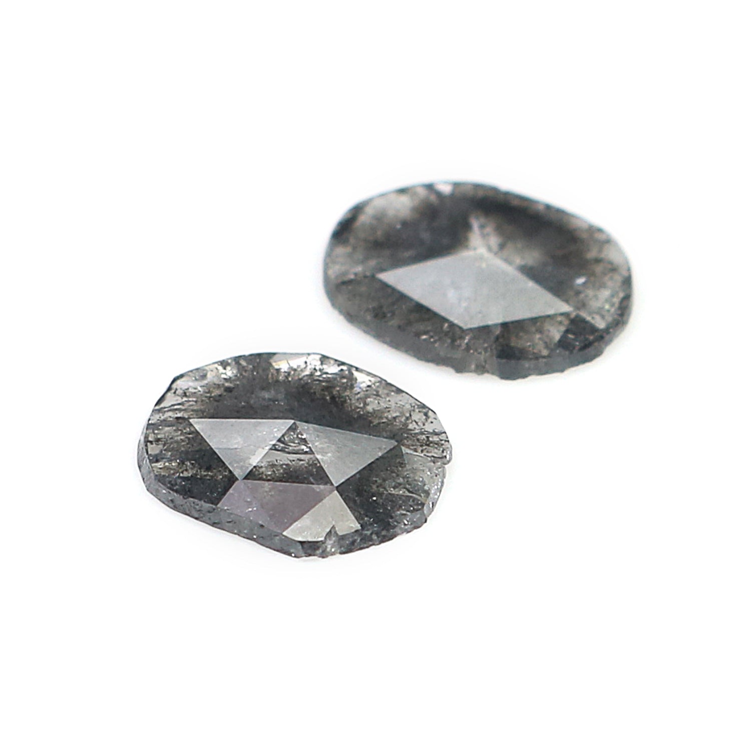 0.79 CT Natural Loose Slice Shape Diamond Salt And Pepper Slice Uncut Diamond 7.35 MM Natural Black Grey Diamond Irregular Cut Diamond L3586