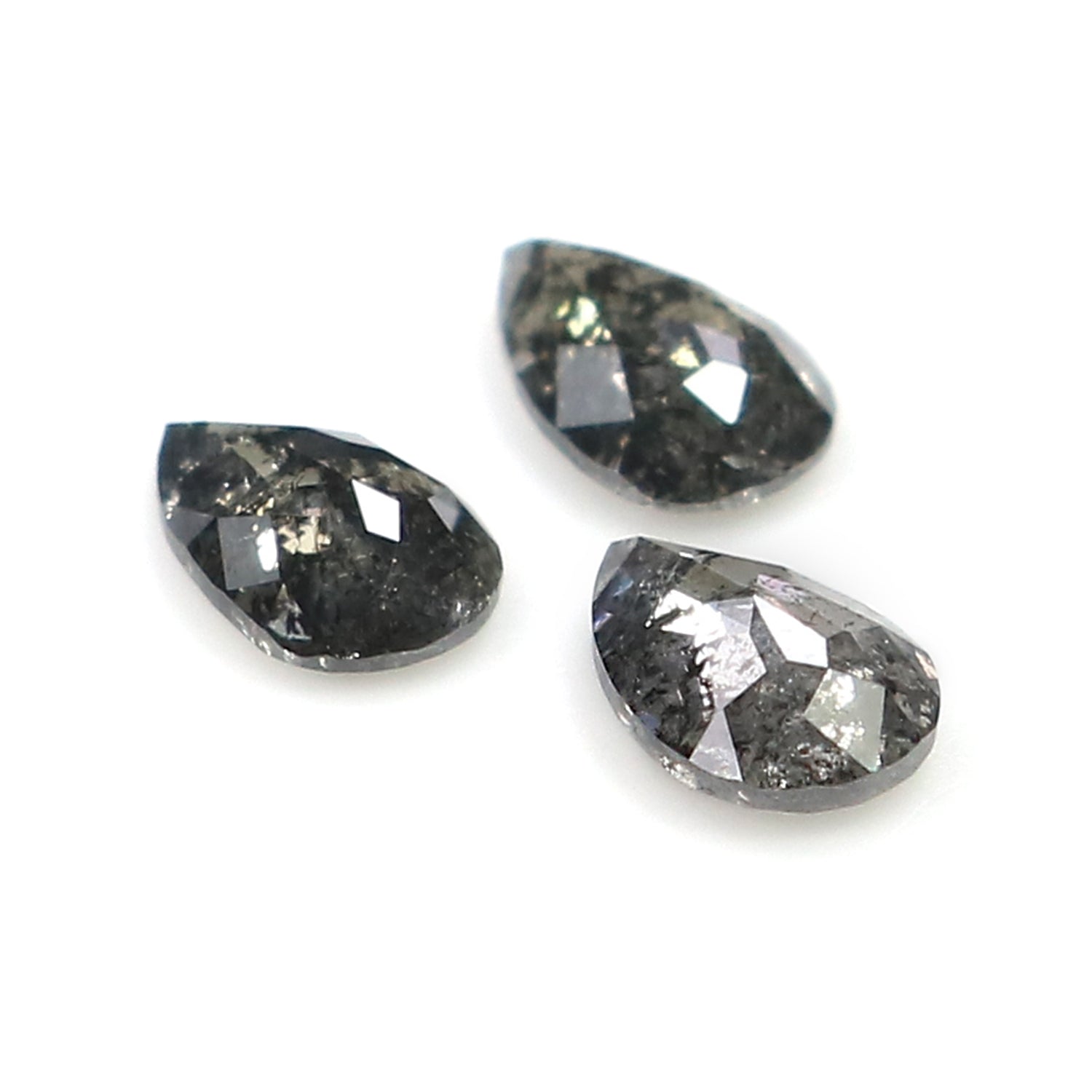 0.60 CT Natural Loose Pear Shape Diamond Salt And Pepper Pear Diamond 4.65 MM Natural Loose Black Grey Color Pear Rose Cut Diamond LQ2828