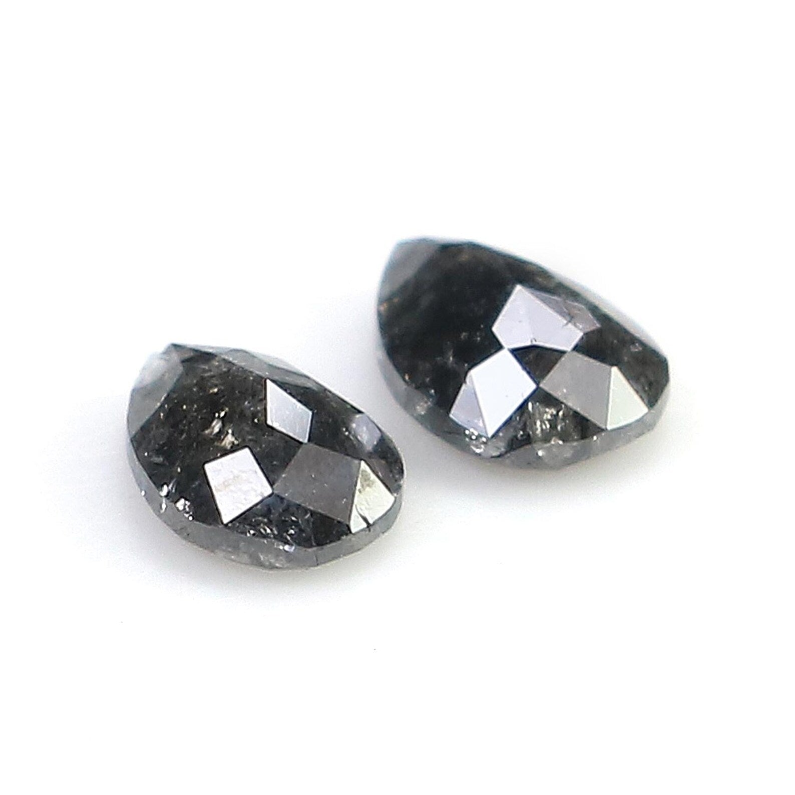 0.47 CT Natural Loose Pear Cut Pair Diamond Salt And Pepper Pear Shape Diamond 4.75 MM Natural Black Grey Color Pear Rose Cut Diamond QN942
