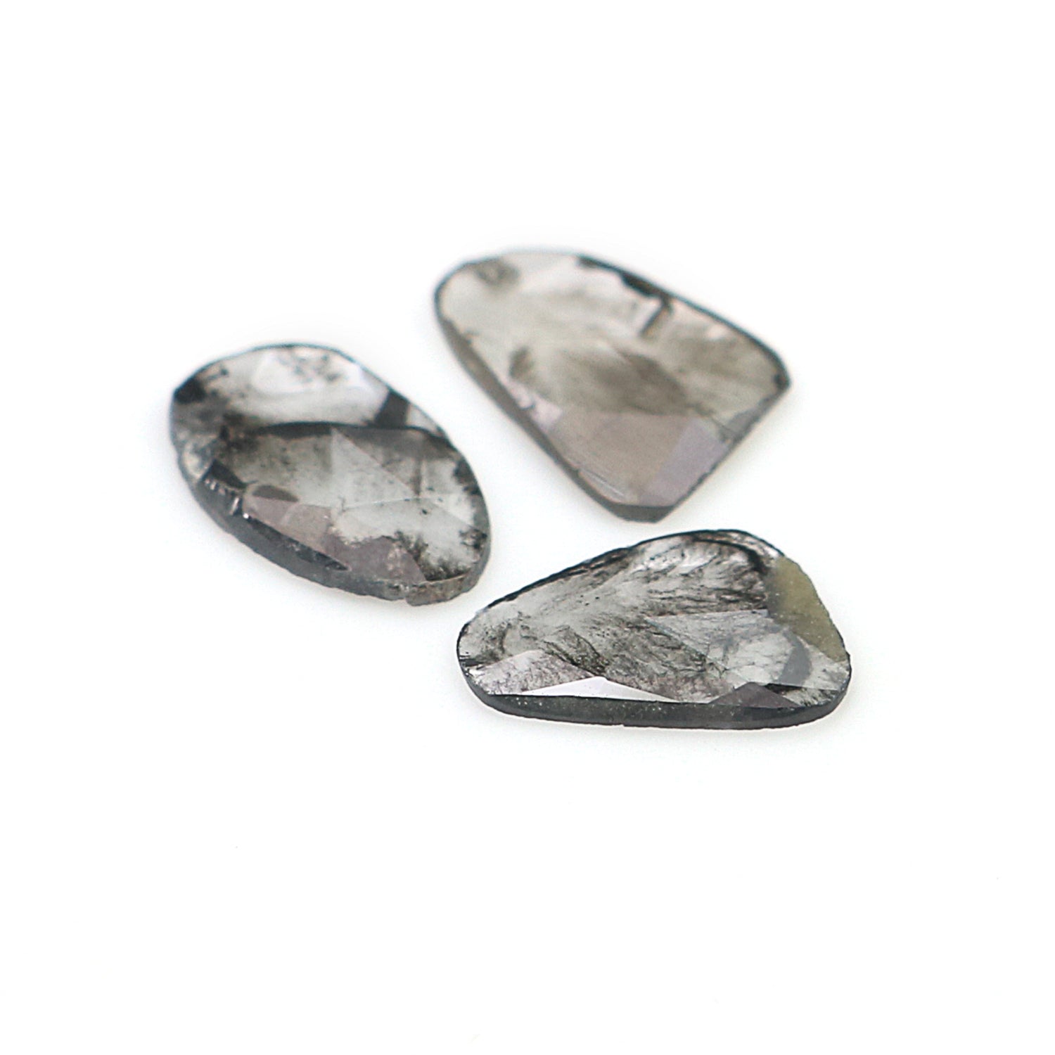 1.21 CT Natural Loose Slice Shape Diamond Salt And Pepper Slice Uncut Diamond 8.65 MM Natural Black Grey Diamond Irregular Cut Diamond L3590