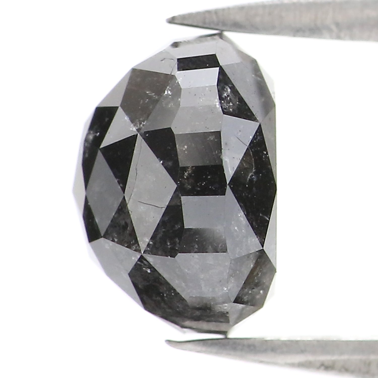 2.66 CT Natural Loose Cushion Shape Diamond Salt And Pepper Cushion Shape Diamond 7.60 MM Black Grey Color Cushion Rose Cut Diamond LQ2835