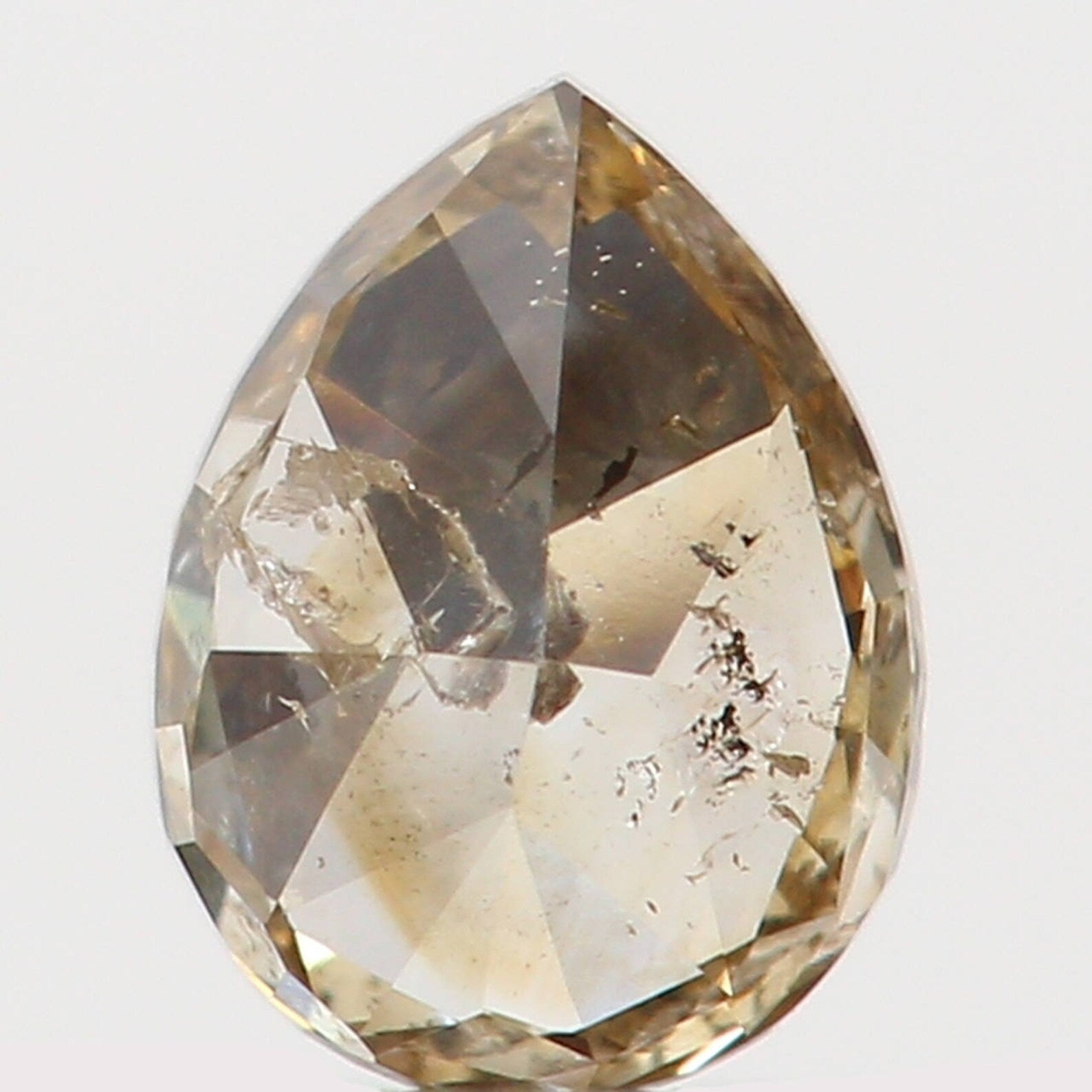 0.19 Ct Natural Loose Diamond Pear Greenish Brown Color I2 Clarity 4.20 MM N7258