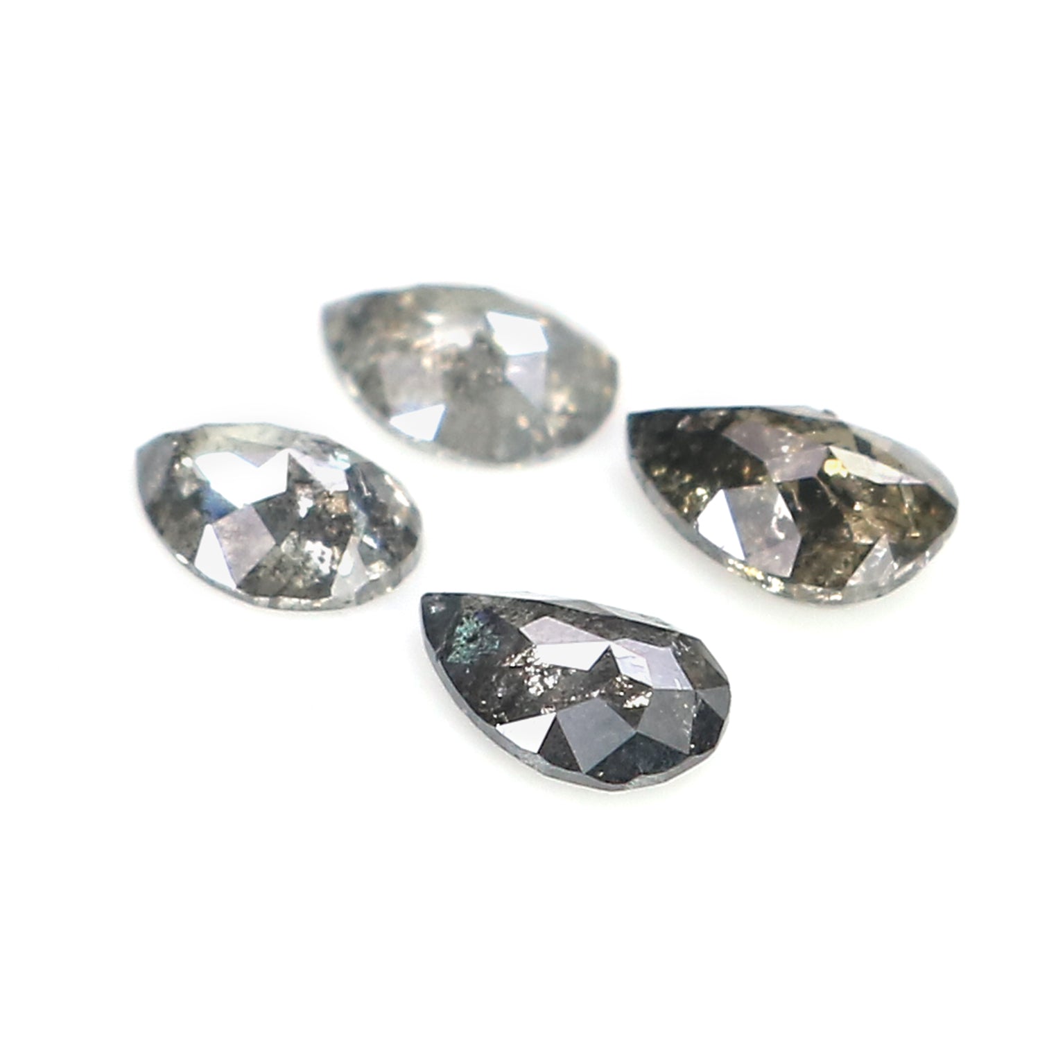 0.63 CT Natural Loose Pear Shape Diamond Salt And Pepper Pear Diamond 4.70 MM Natural Loose Black Grey Color Pear Rose Cut Diamond LQ2893
