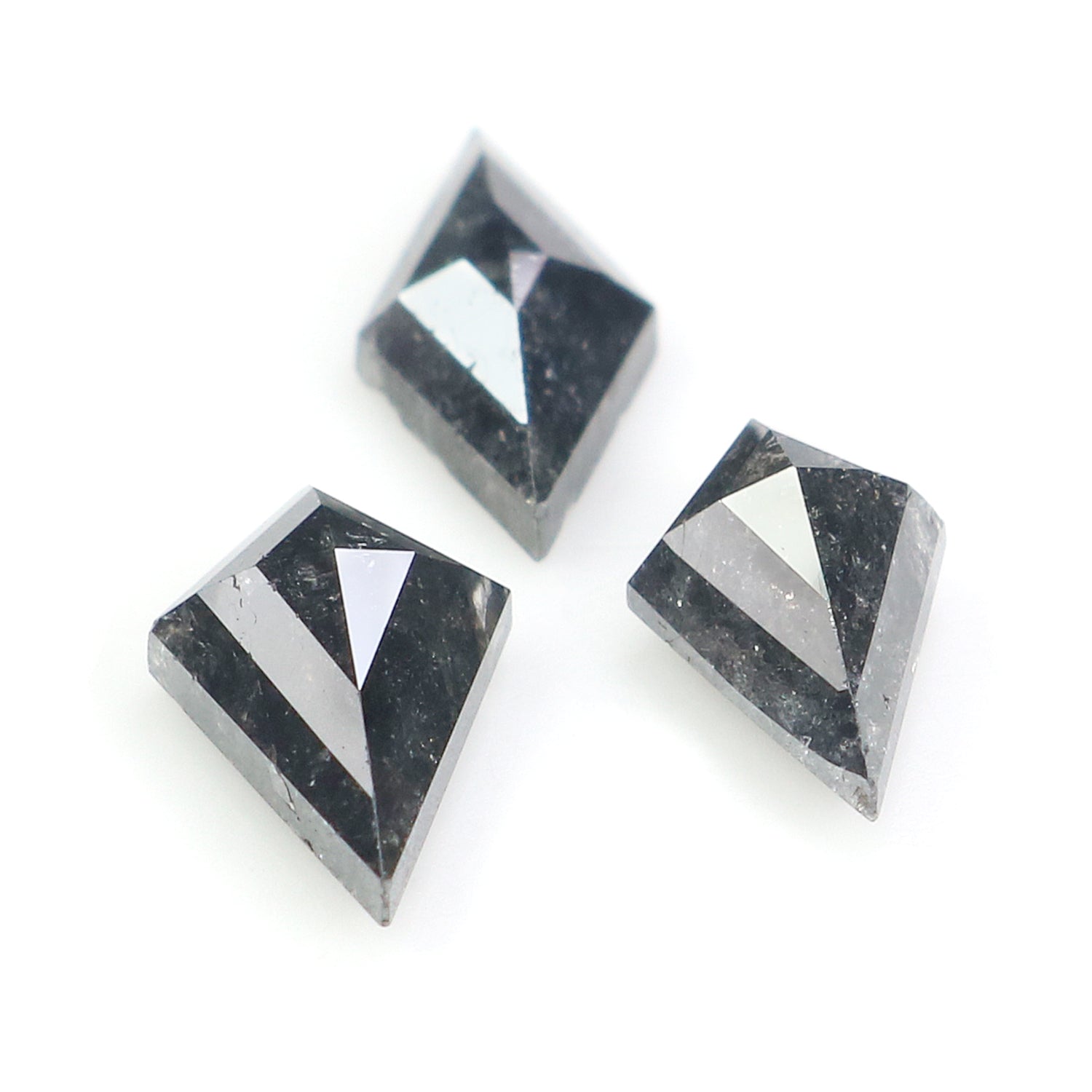 1.94 CT Natural Loose Kite Shape Diamond Salt And Pepper Kite Cut Diamond 8.80 MM Natural Black Grey Color Kite Rose Cut Diamond L3442