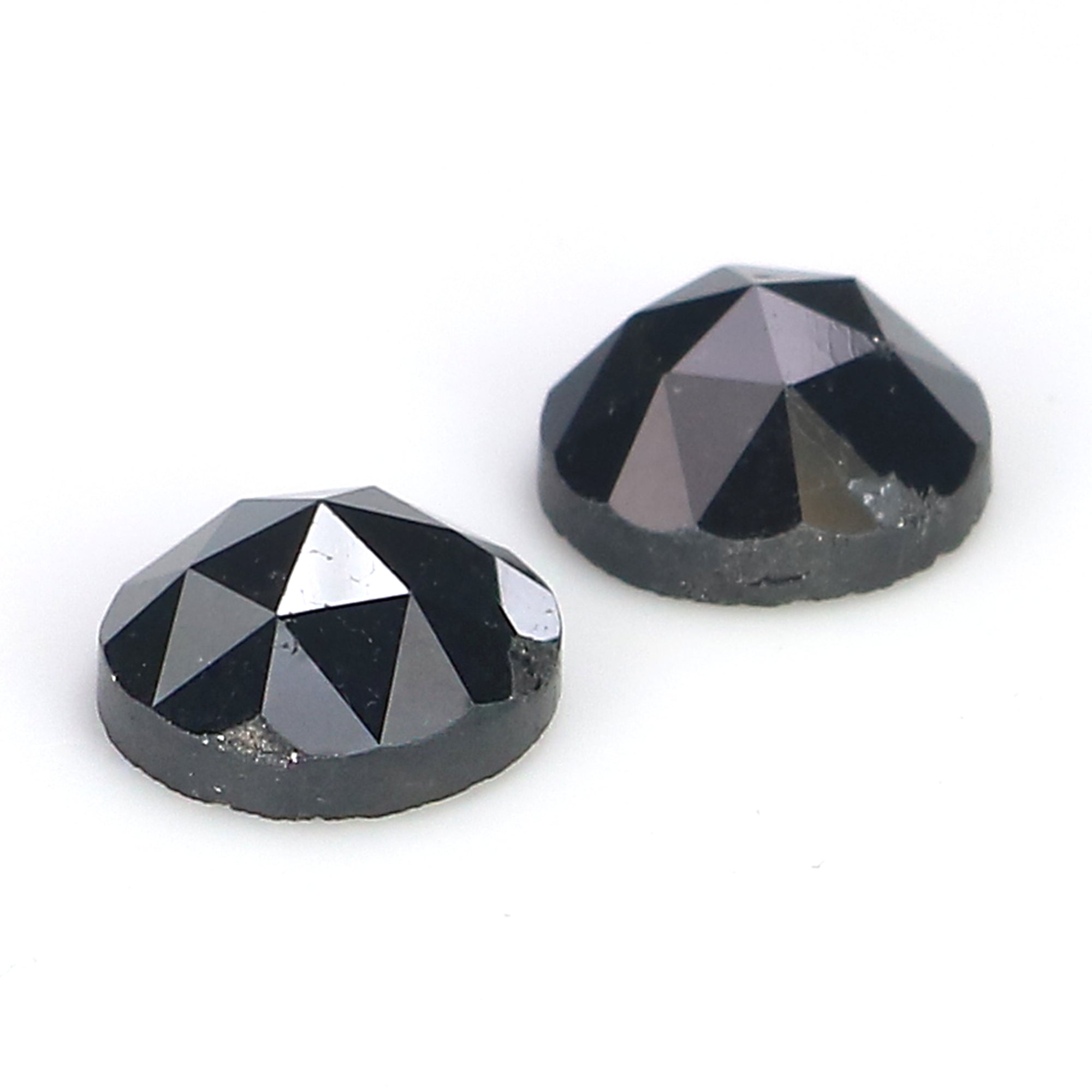 2.79 CT Natural Loose Round Rose Cut Pair Diamond Black Color Round Shape Diamond 6.90 MM Natural Black Color Round Rose Cut Diamond LQ1697