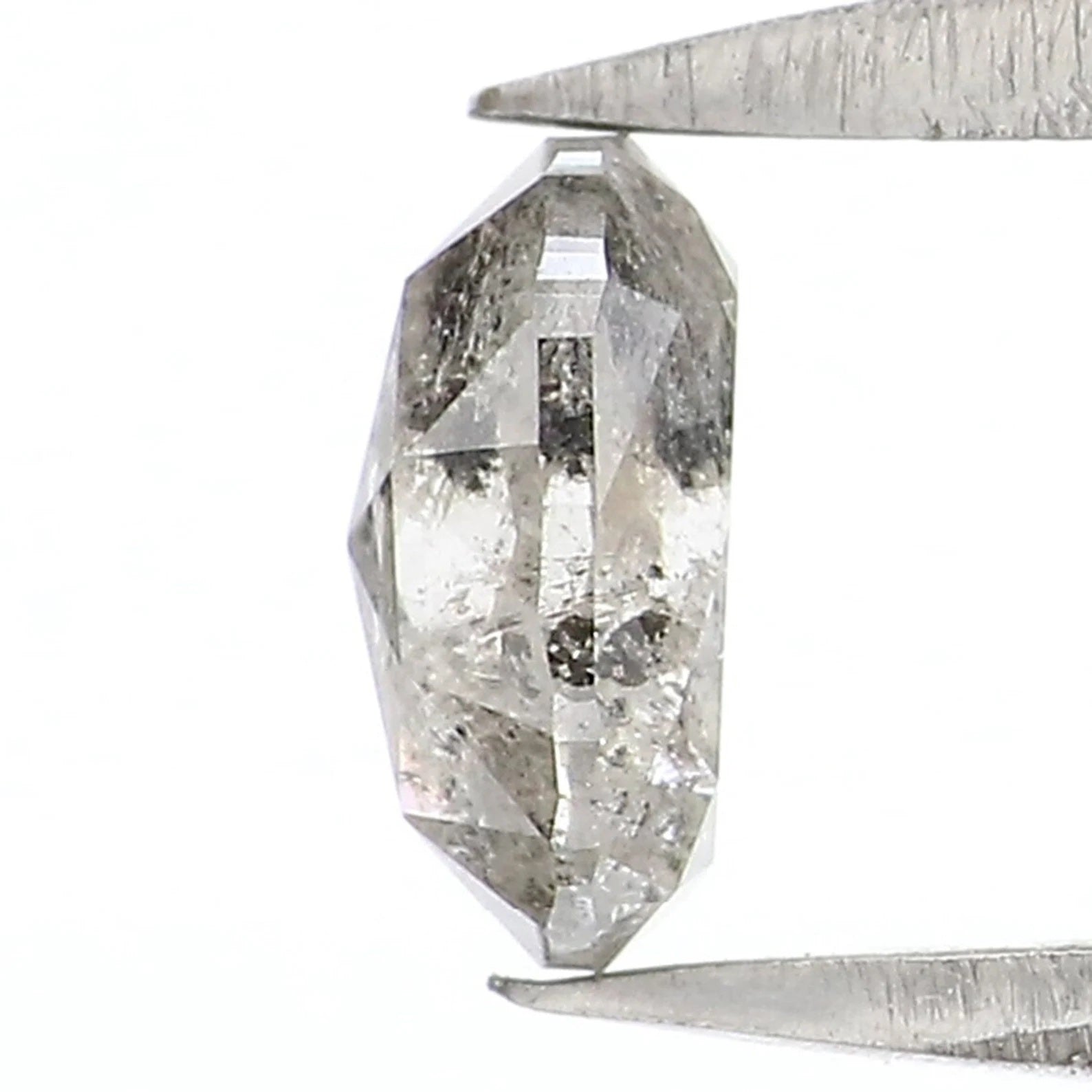 0.49 CT Natural Loose Oval Diamond Salt And Pepper Oval Diamond 5.50 MM Natural Loose Diamond Black Grey Color Oval Rose Cut Diamond NQ7693