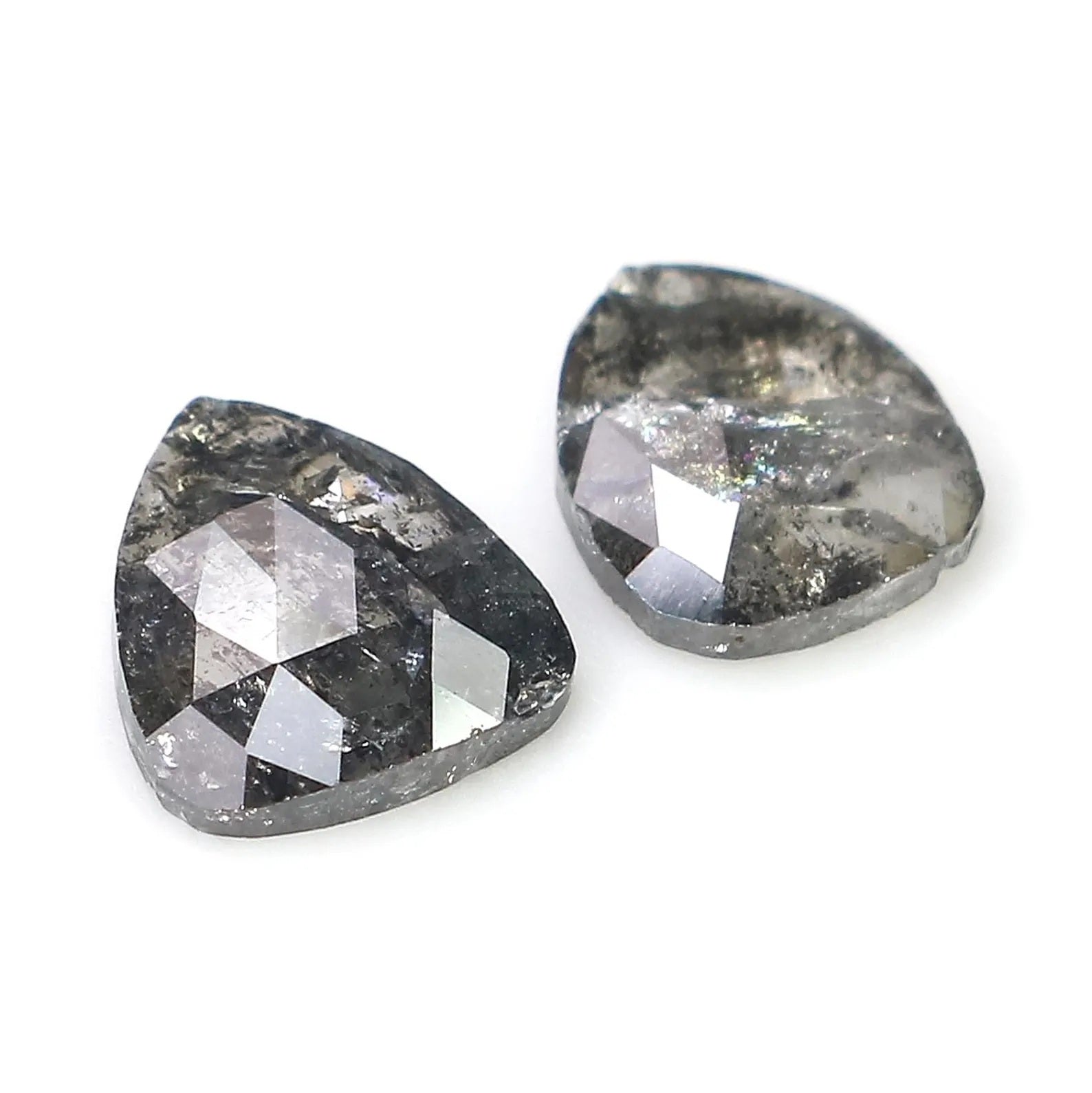 0.93 CT Natural Loose Pear Shape Pair Diamond Salt And Pepper Pear Diamond 6.30 MM Natural Black Gray Color Pear Rose Cut Diamond NQ8434