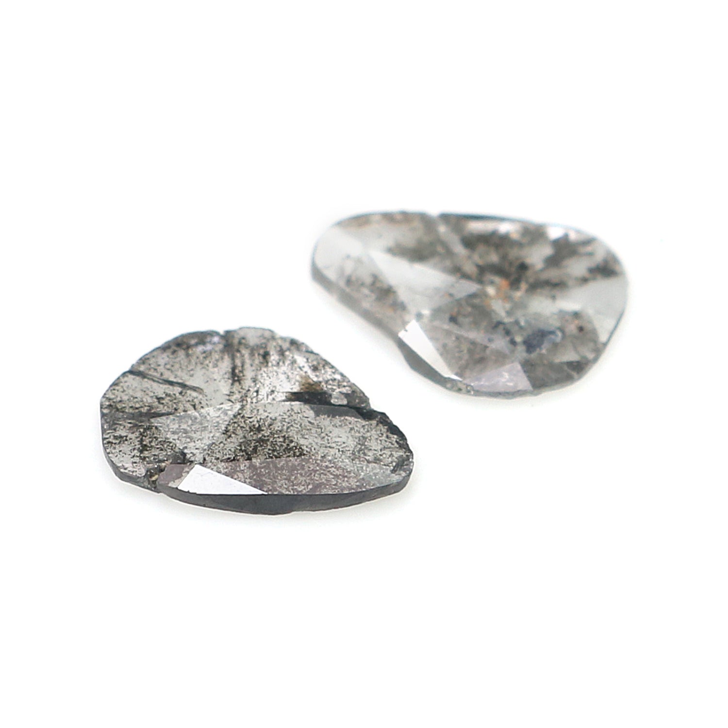 0.72 CT Natural Loose Slice Shape Diamond Salt And Pepper Uncut Diamond 7.60 MM Natural Black Grey Color Slice Irregular Cut Diamond N2645