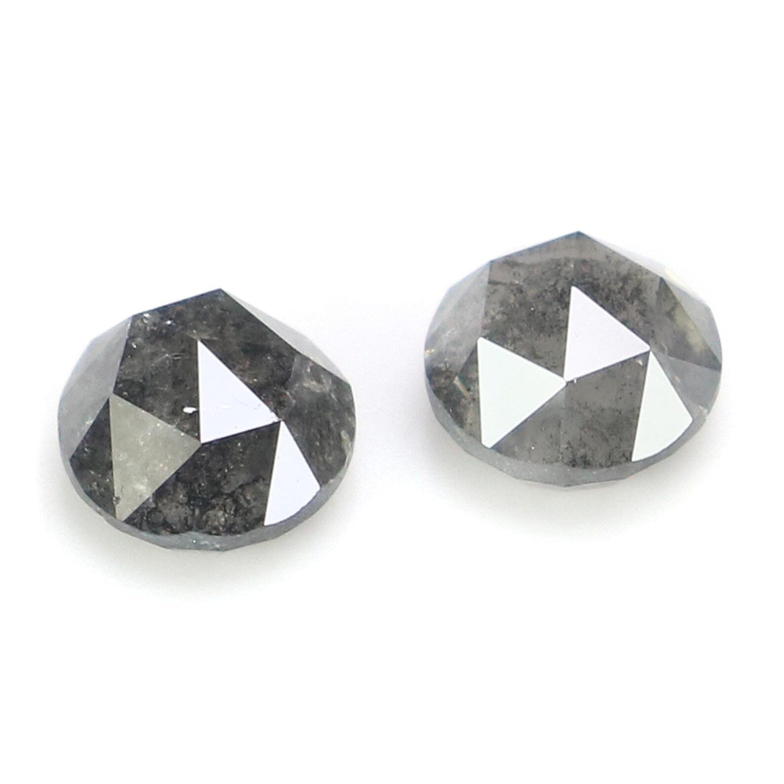 0.76 CT Natural Loose Round Cut Pair Diamond Salt And Pepper Round Diamond 4.25 MM Natural Black Gray Color Round Rose Cut Diamond NQ2343