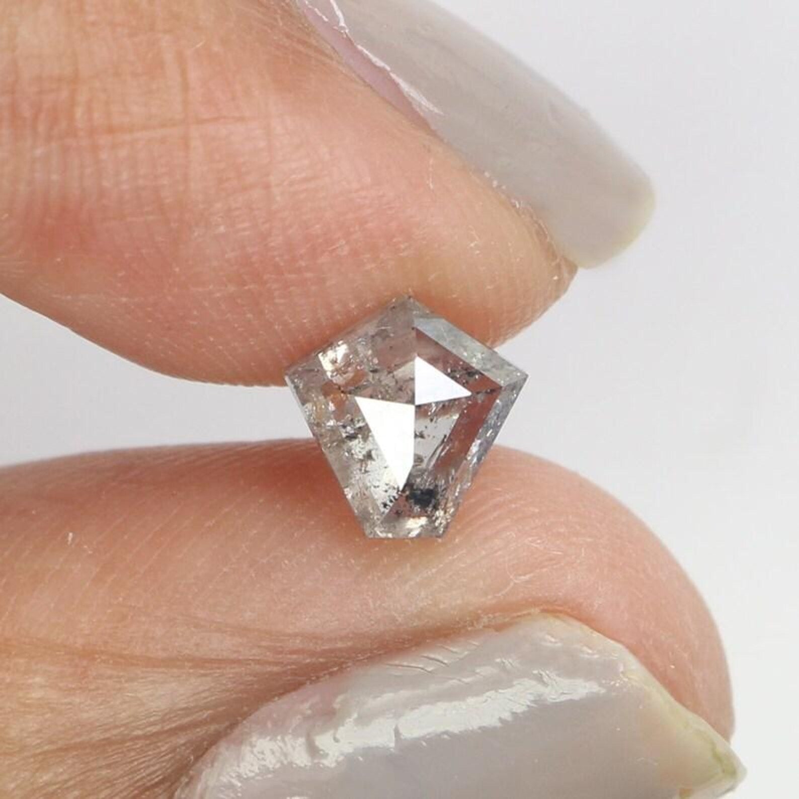 0.78 Ct Natural Loose Pentagon Shape Diamond Salt And Pepper Pentagon Diamond 6.45 MM Natural Loose Diamond Pentagon Rose Cut Diamond NQ927