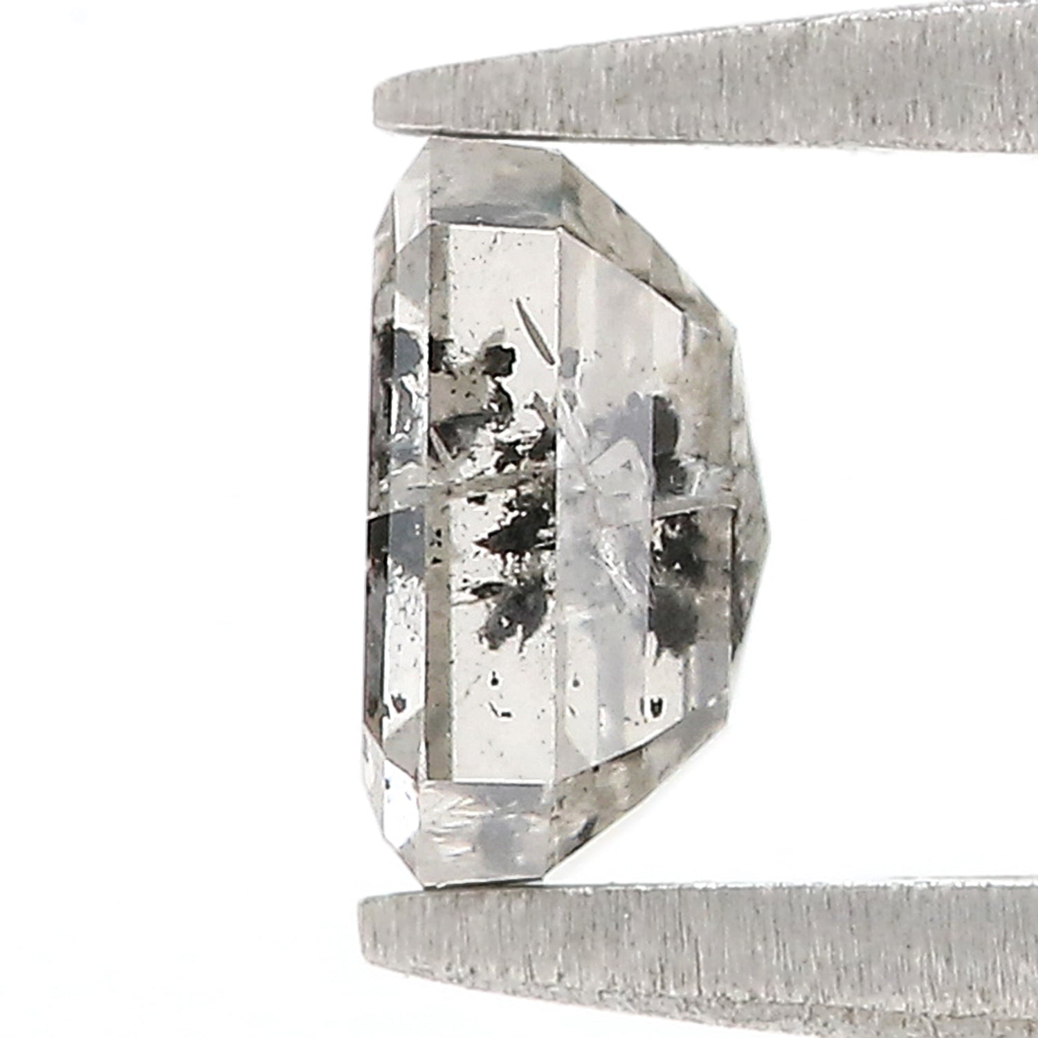 0.94 CT Natural Loose Emerald Shape Diamond Salt And Pepper Emerald Cut Diamond 5.90 MM Natural Black Grey Emerald Rose Cut Diamond QL9559