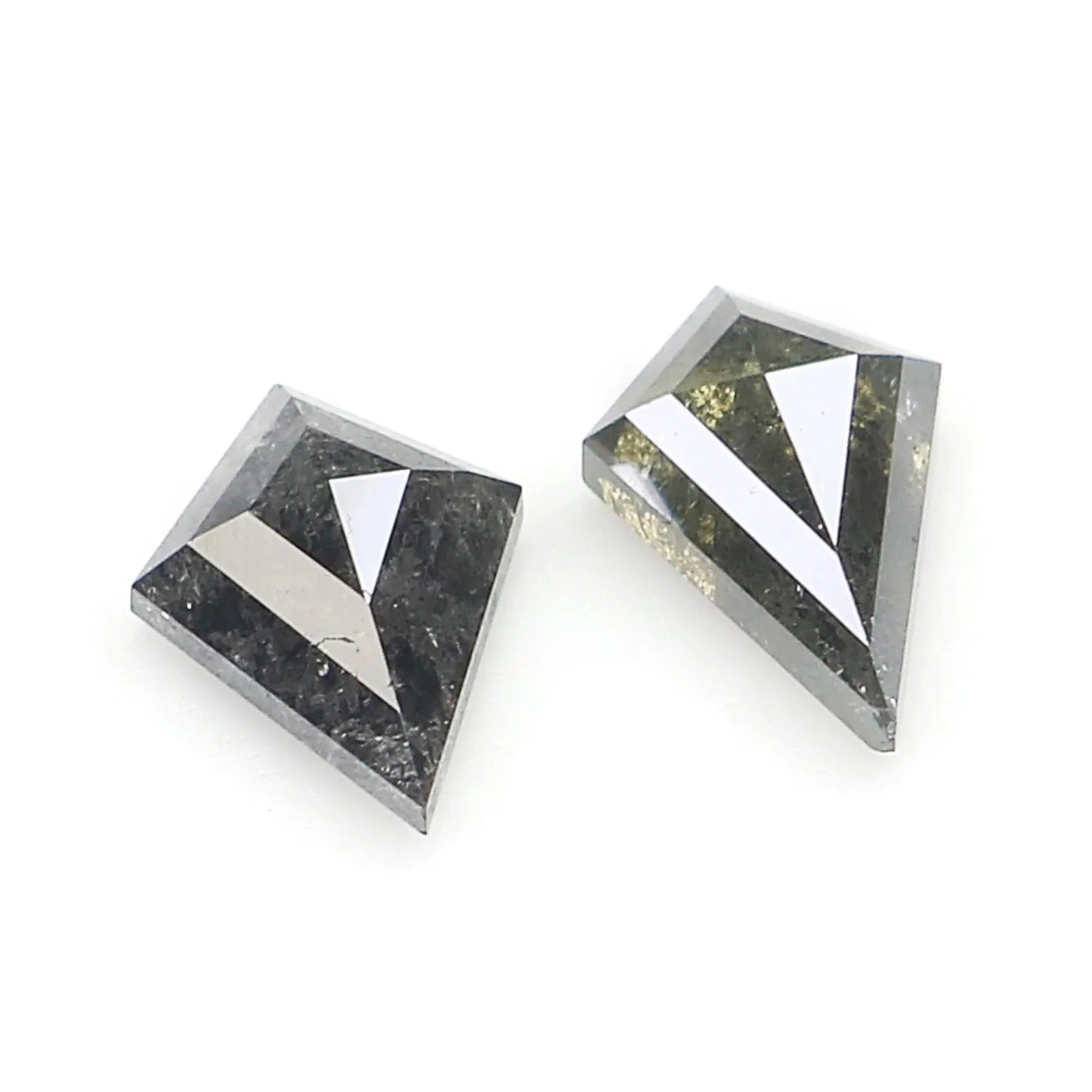 0.85 CT Natural Loose Kite Cut Pair Diamond Salt And Pepper Kite Shape Diamond 6.95 MM Natural Black Grey Color Kite Rose Cut Diamond N2600