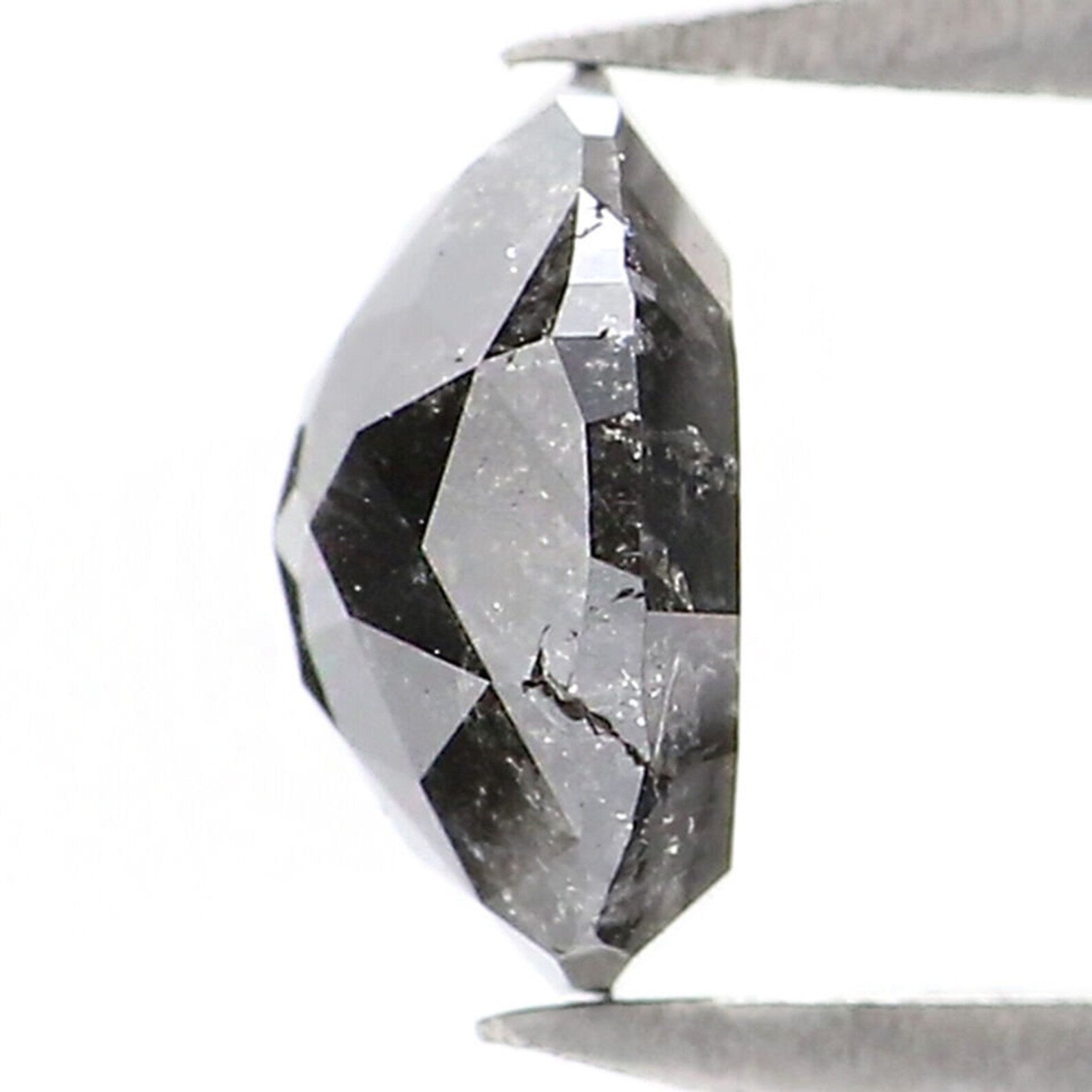 0.84 CT Natural Loose Round Rose Cut Diamond Salt And Pepper Round Shape Diamond 5.90 MM Natural Black Grey Color Rose Cut Diamond QN1928