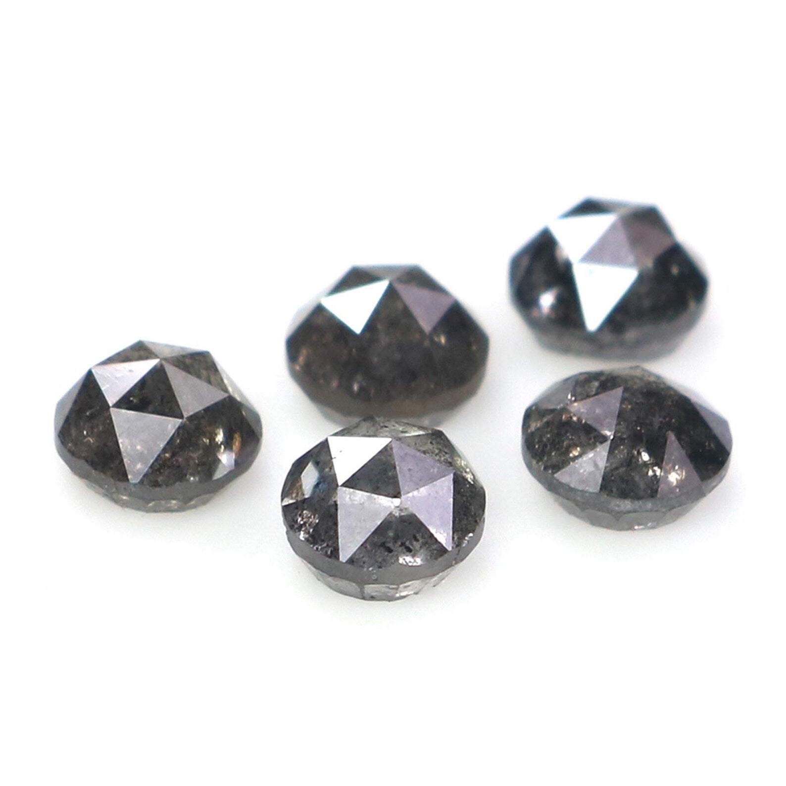 1.14 Ct Natural Loose Round Rose Cut Diamond Salt And Pepper Round Diamond 3.30 MM Natural Black Grey Color Round Rose Cut Diamond NQ2314