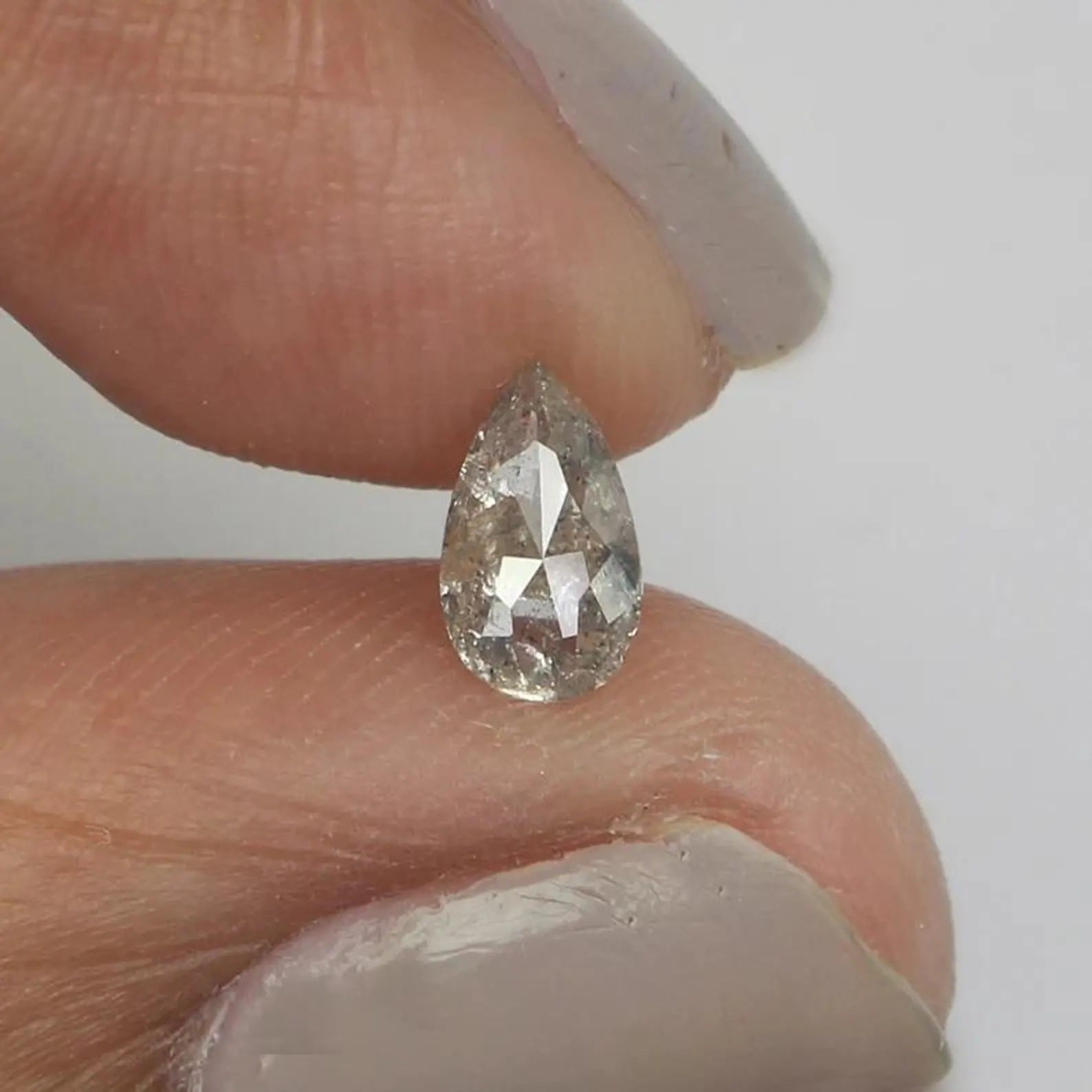 0.42 CT Natural Loose Pear Shape Diamond Grey Color Pear Cut Diamond 6.55 MM Natural Loose Grey Color Diamond Pear Rose Cut Diamond NQ913
