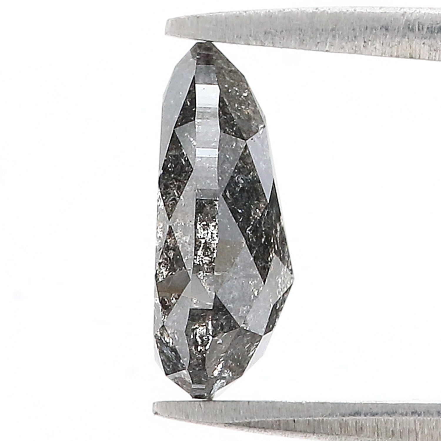 2.67 Ct Natural Loose Pear Shape Diamond Salt And Pepper Pear Cut Diamond 10.70 MM Natural Black Grey Color Pear Rose Cut Diamond L3607