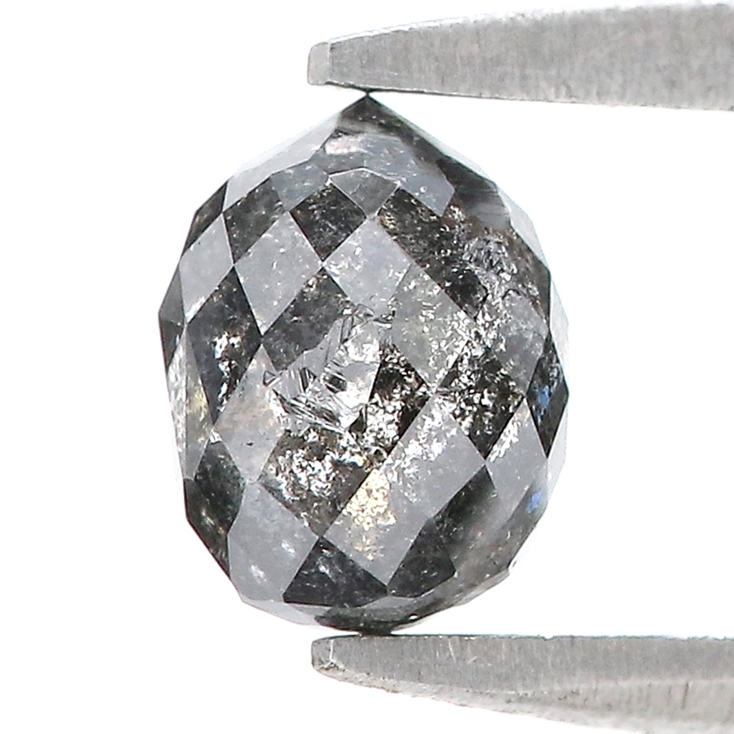 1.20 CT Natural Loose Briolette Shape Diamond Salt And Pepper Drop Cut Diamond 6.20 MM Natural Black Grey Color Drop Rose Cut Diamond LQ5676