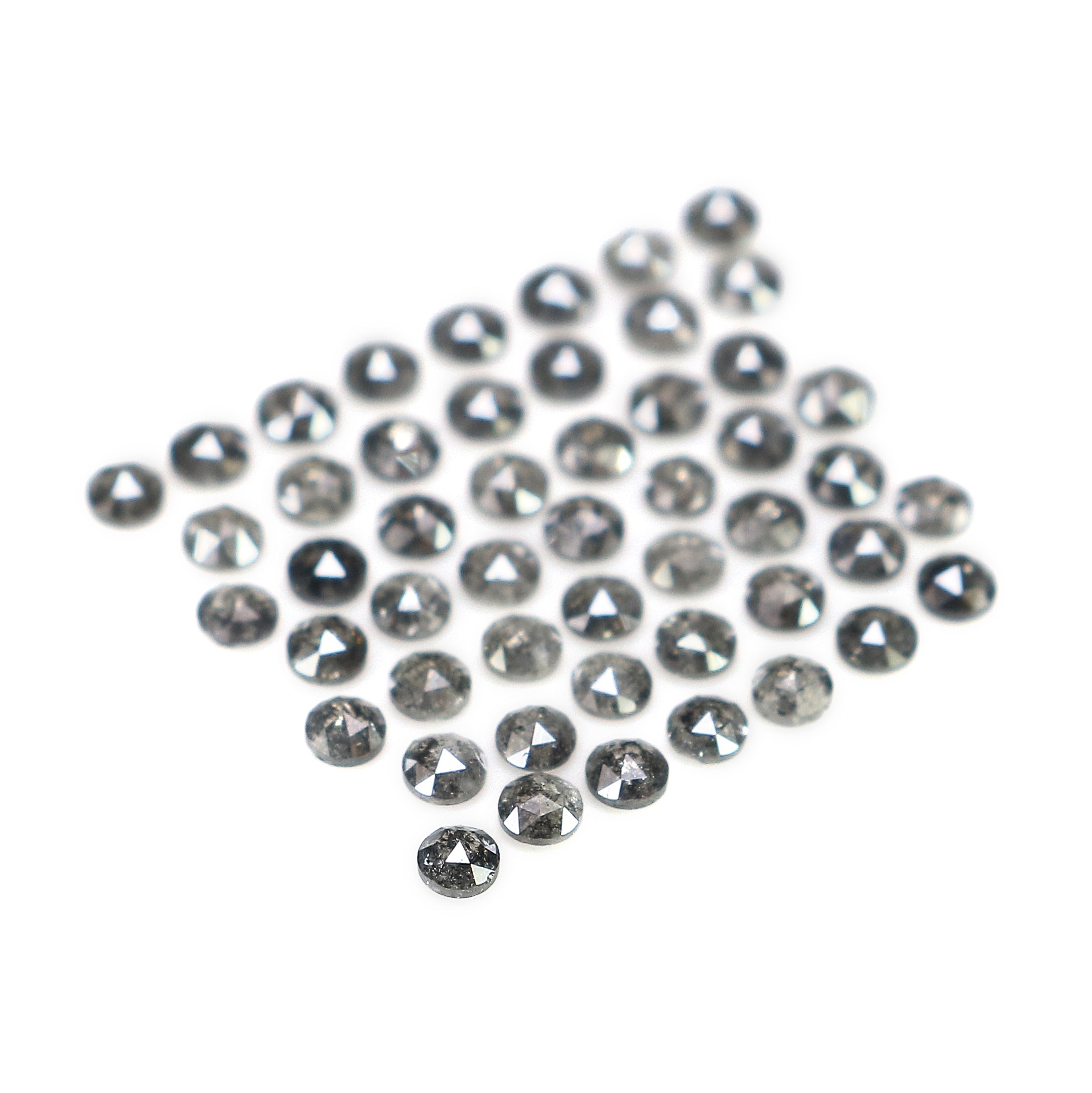1.09 Ct Natural Loose Round Rose Cut Diamond Salt And Pepper Round Diamond 1.60 MM Natural Black Grey Color Round Rose Cut Diamond LQ1820