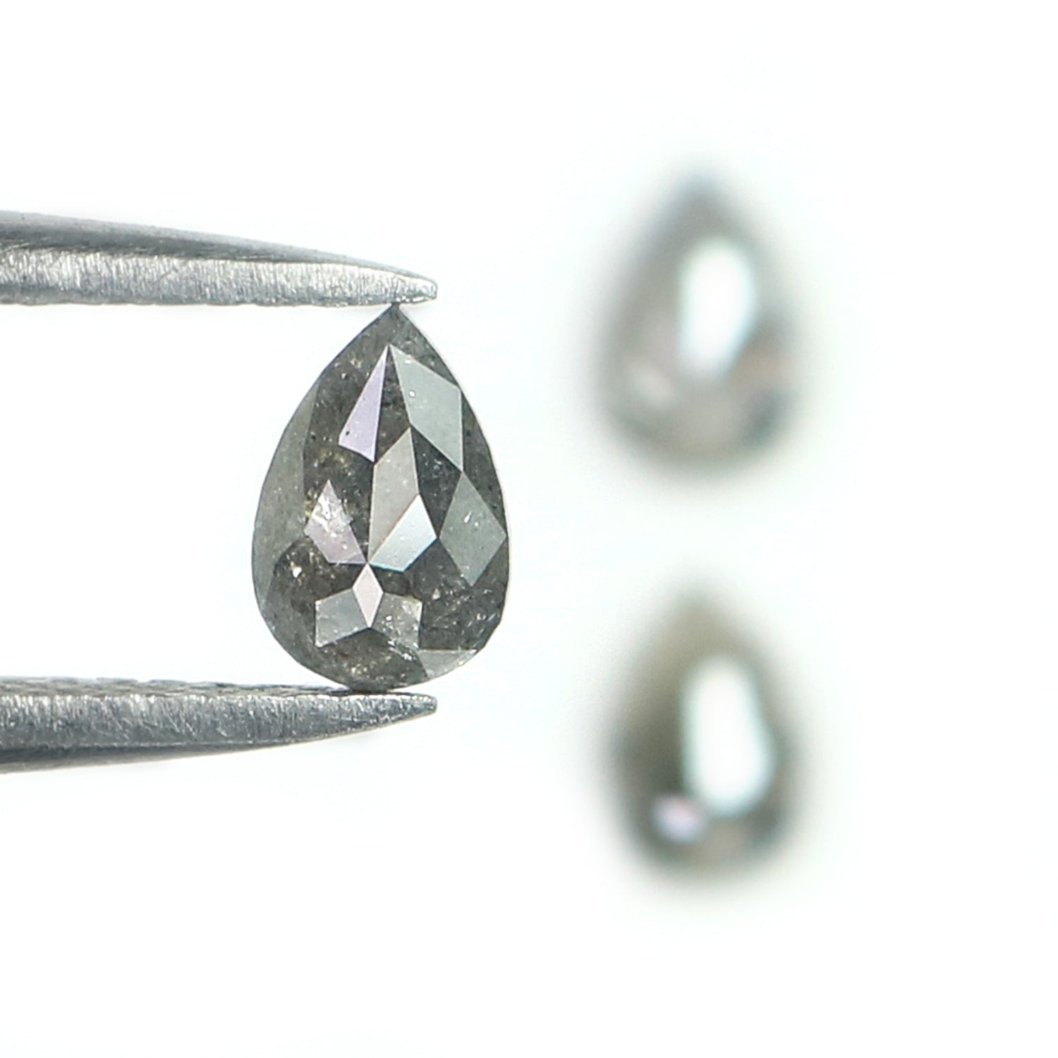 0.81 CT Natural Loose Pear Shape Diamond Salt And Pepper Pear Cut Diamond 5.70 MM Natural Loose Black Grey Color Pear Rose Cut Diamond N2285