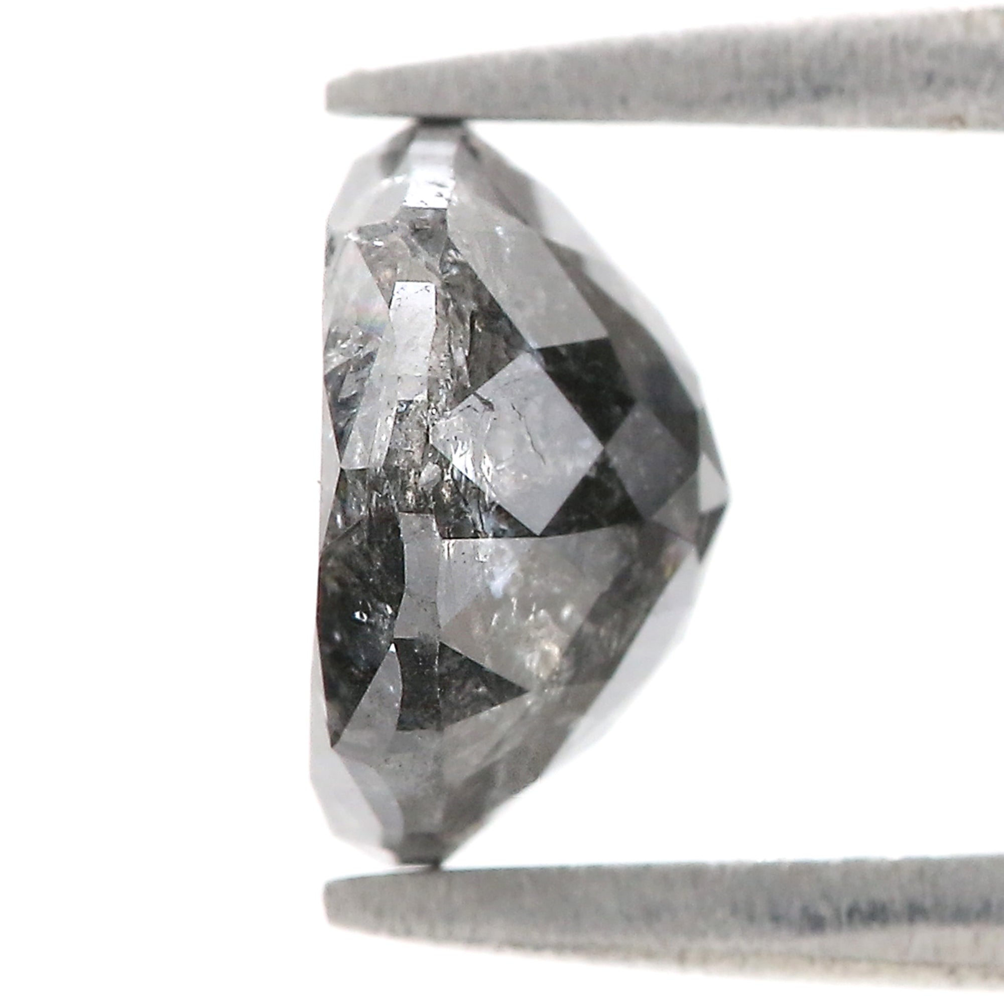 Natural Round Salt and Pepper Diamond 2.49 CT Loose  Round Rose Cut Black Grey Stone 8.15 MM Rustic Diamond For Custom Engagement Ring L3683