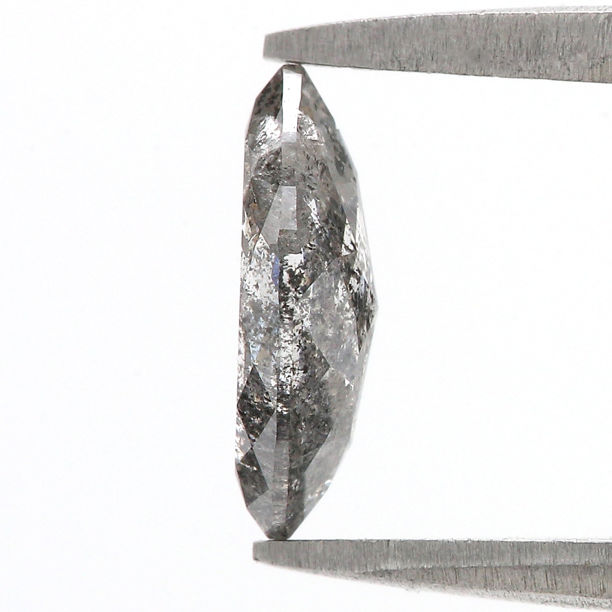 Natural Marquise Salt And Pepper Diamond 1.01 CT Loose Rose Cut Black Grey Stone 9.43 MM Rustic Diamond For Custom Engagement Ring L3686