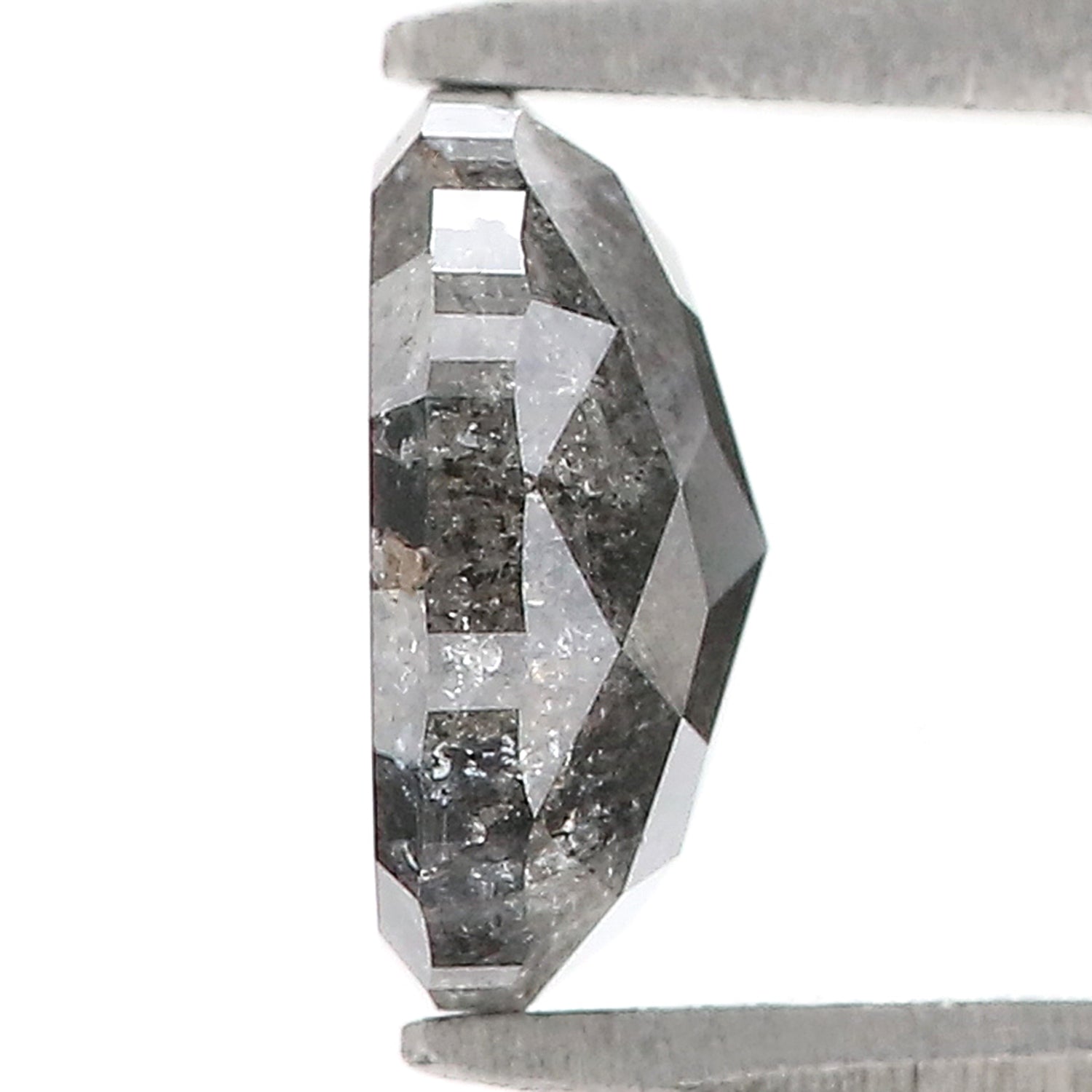 1.58 Ct Natural Loose Oval Shape Diamond Black Grey Color Oval Cut Diamond 7.85 MM Natural Salt And Pepper Oval Rose Cut Diamond LQ3312