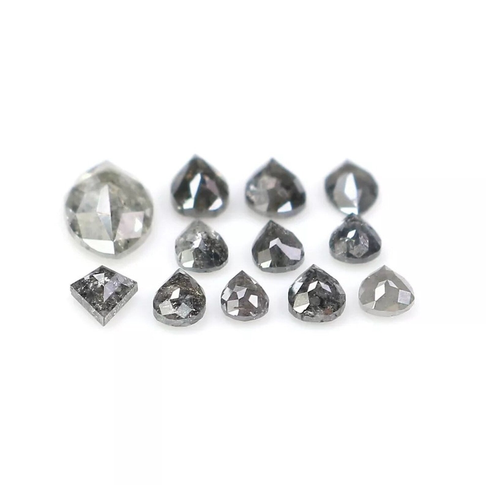 1.03 Ct Natural Loose Mix Shape Diamond Salt And Pepper Mix Shape Diamond 2.70 MM Natural Black Grey Color Mix Shape Rose Cut Diamond NQ2433
