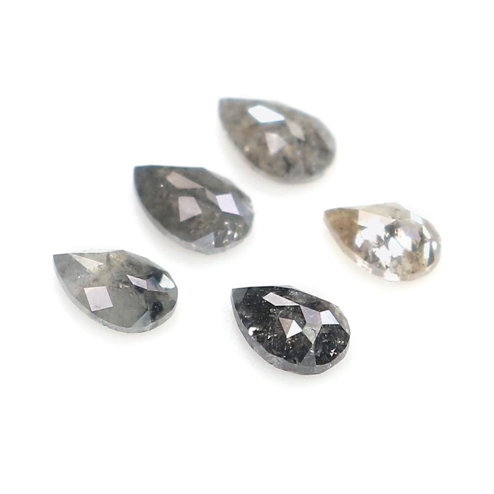 0.47 CT Natural Loose Pear Shape Diamond Salt And Pepper Pear Diamond 3.75 MM Natural Loose Black Grey Color Pear Rose Cut Diamond NQ2328