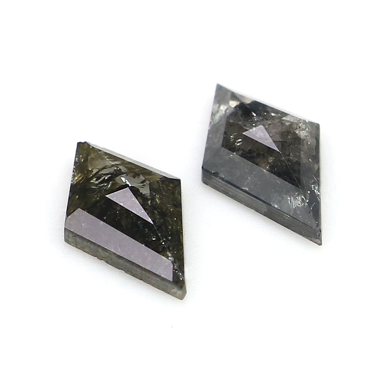 0.79 CT Natural Loose Kite Shape Pair Diamond Salt And Pepper Kite Cut Diamond 7.95 MM Natural Black Grey Color Kite Rose Cut Diamond L3394