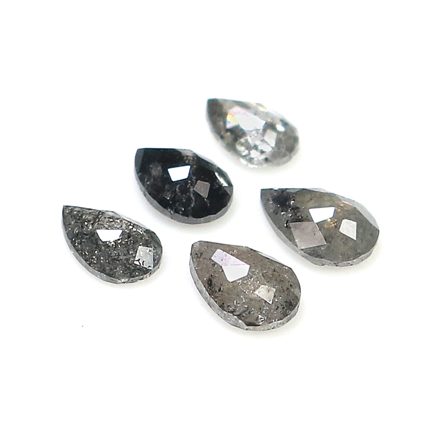 0.56 CT Natural Loose Pear Shape Diamond Salt And Pepper Pear Diamond 4.20 MM Natural Loose Black Grey Color Pear Rose Cut Diamond KQ2665
