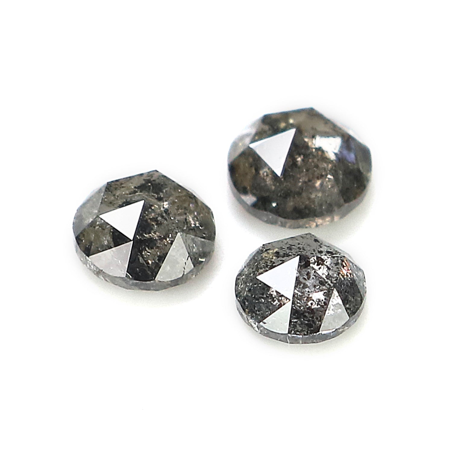 0.73 Ct Natural Loose Round Rose Cut Diamond Salt And Pepper Round Diamond 3.50 MM Natural Black Grey Color Round Rose Cut Diamond KQ2033
