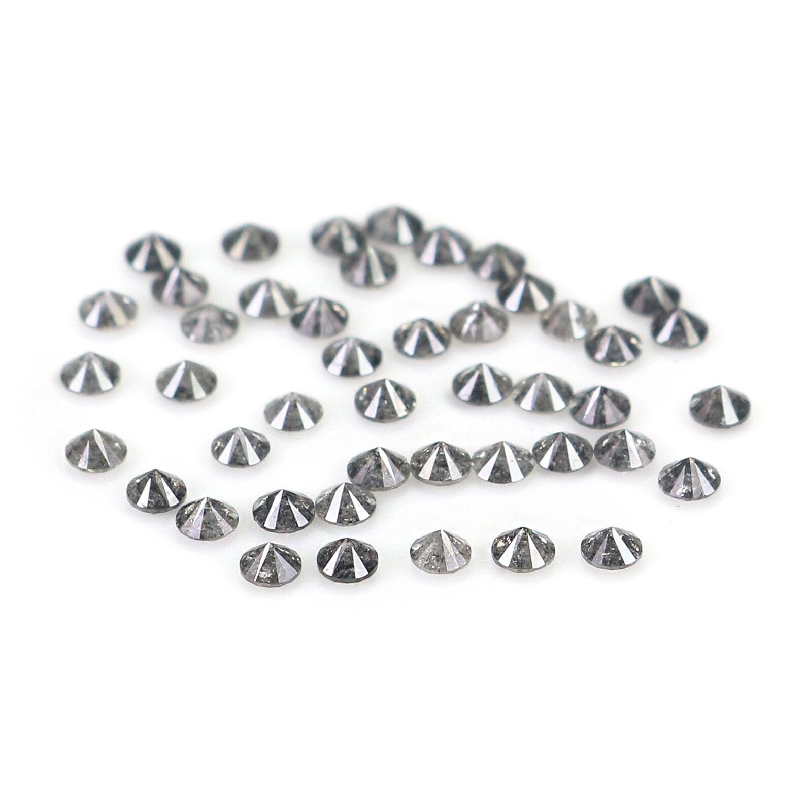 1.07 CT Natural Loose Round Shape Diamond Salt And Pepper Round Diamond 1.70 MM Natural Loose Black Grey Round Brilliant Cut Diamond NQ703