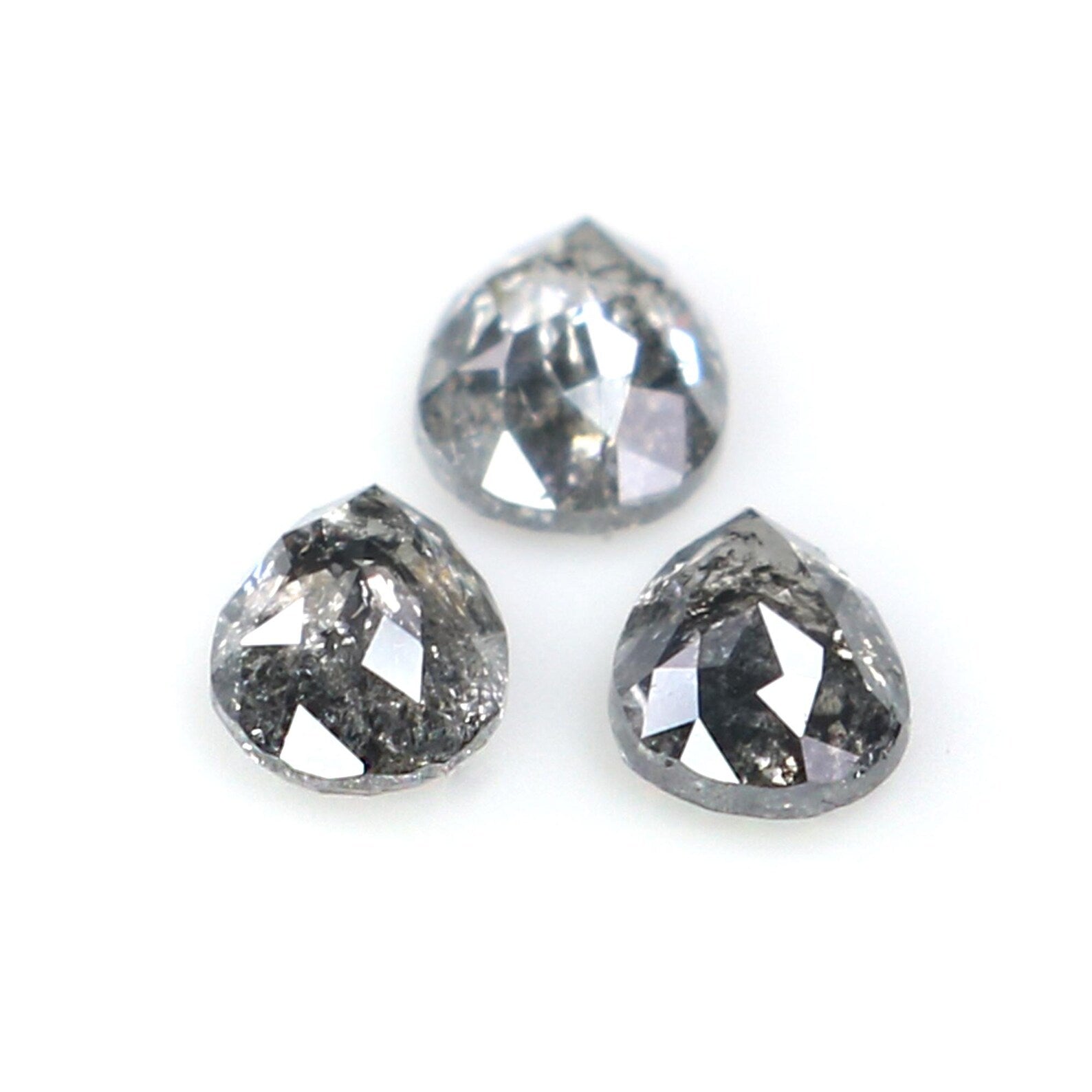 0.46 CT Natural Loose Pear Shape Diamond Salt And Pepper Pear Diamond 4.40 MM Natural Diamond Black Grey Color Pear Rose Cut Diamond NQ2414