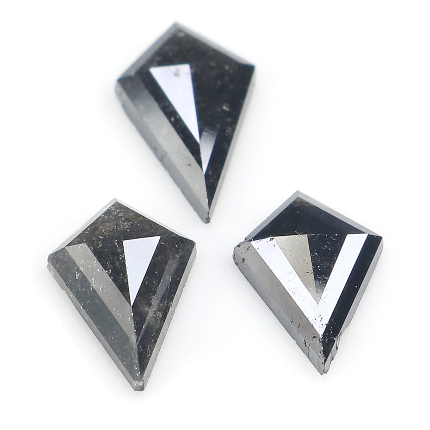 1.53 CT Natural Loose Kite Shape Diamond Salt And Pepper Kite Cut Diamond 9.45 MM Natural Black Grey Color Kite Rose Cut Diamond L3440