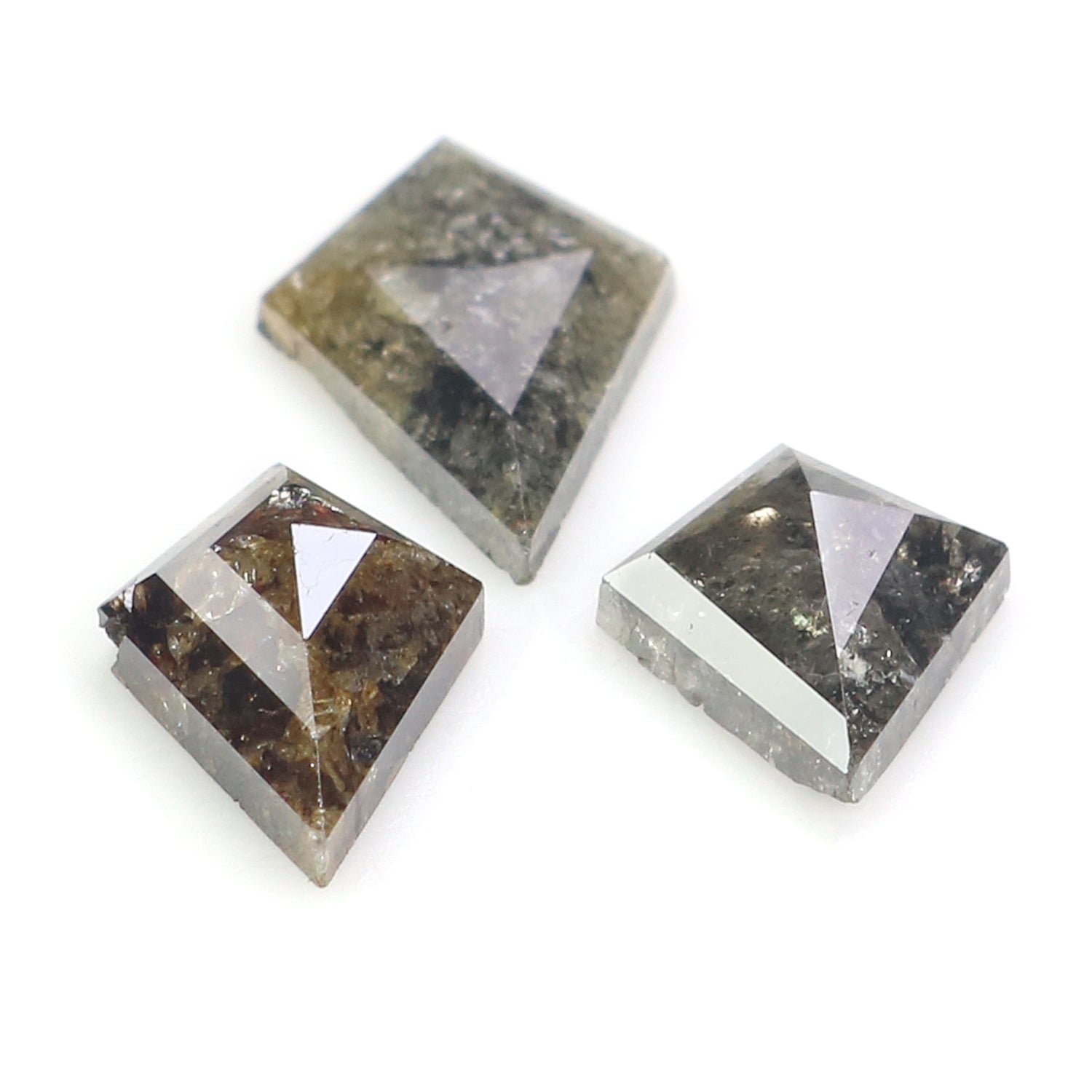1.92 CT Natural Loose Kite Shape Diamond Salt And Pepper Kite Cut Diamond 9.25 MM Natural Black Grey Color Kite Rose Cut Diamond L3443