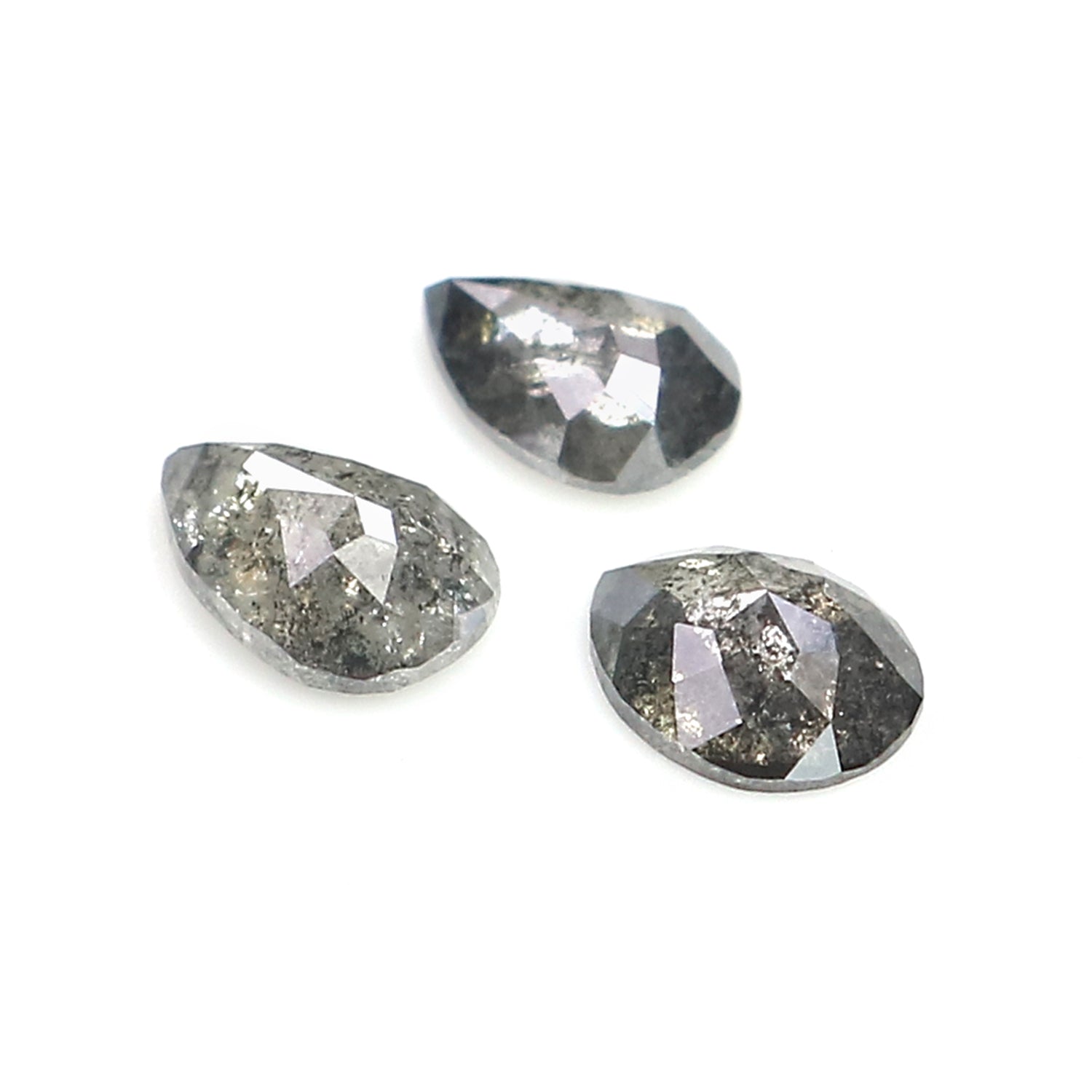0.60 CT Natural Loose Pear Shape Diamond Salt And Pepper Pear Diamond 4.90 MM Natural Loose Black Grey Color Pear Rose Cut Diamond LQ2882