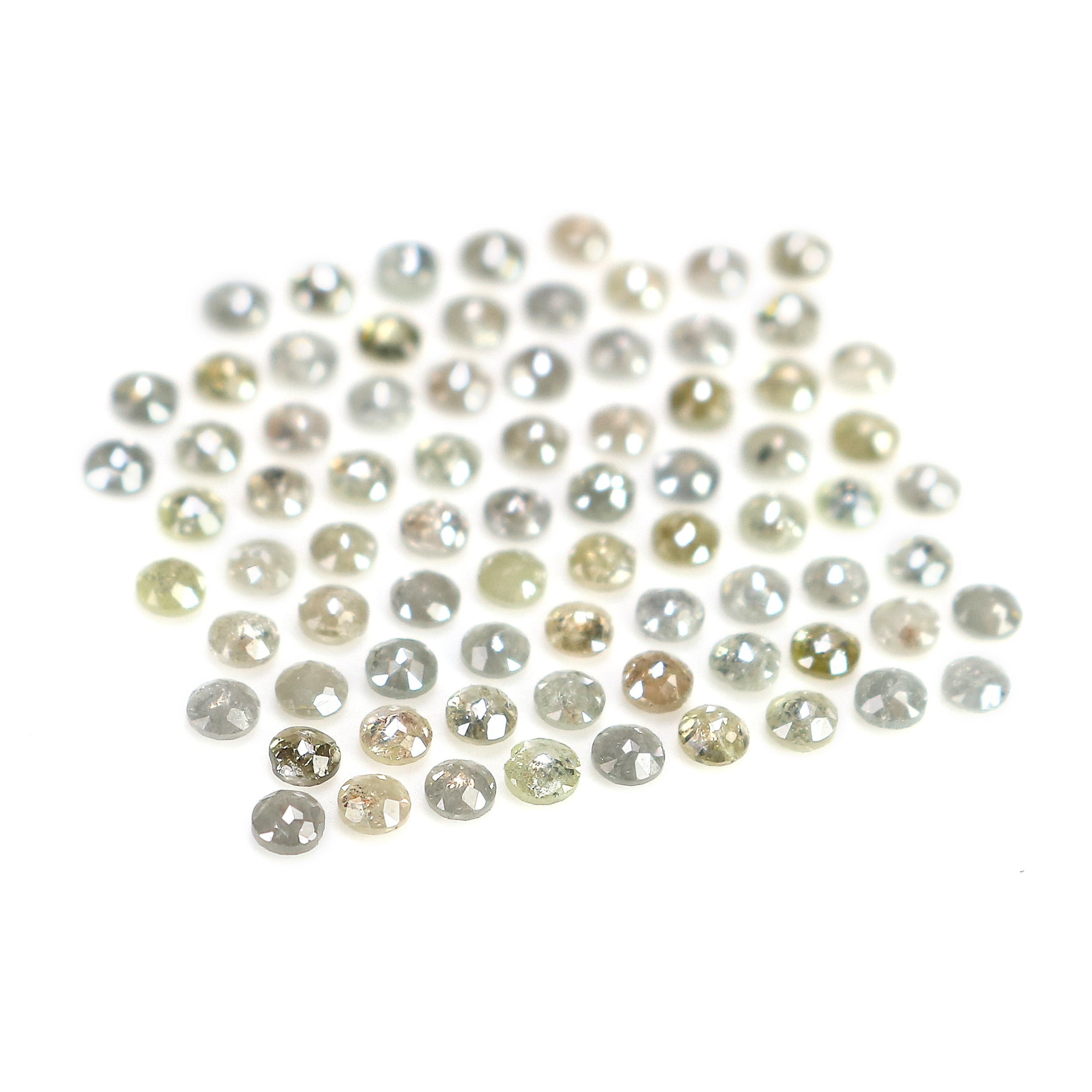 2.49 CT Natural Loose Round Rose Cut Diamond Grey Color Round Shape Diamond 1.80 MM Natural Loose Yellow Color Round Rose Cut Diamond LQ094