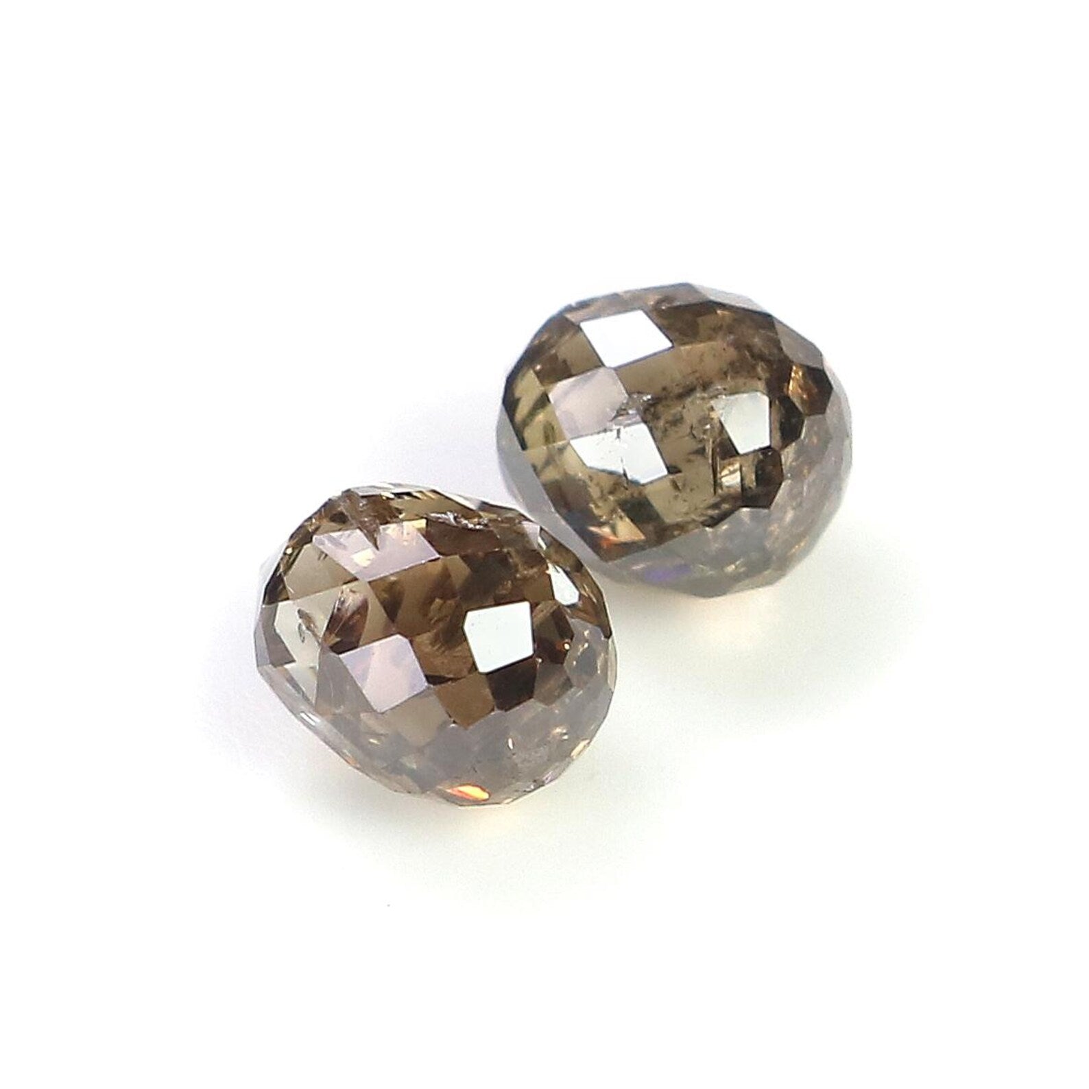 1.31 CT Natural Loose Drop Shape Pair Diamond Brown Color briolette Diamond 4.75 MM Natural Diamond Brown Color Drop Rose Cut Diamond NQ856